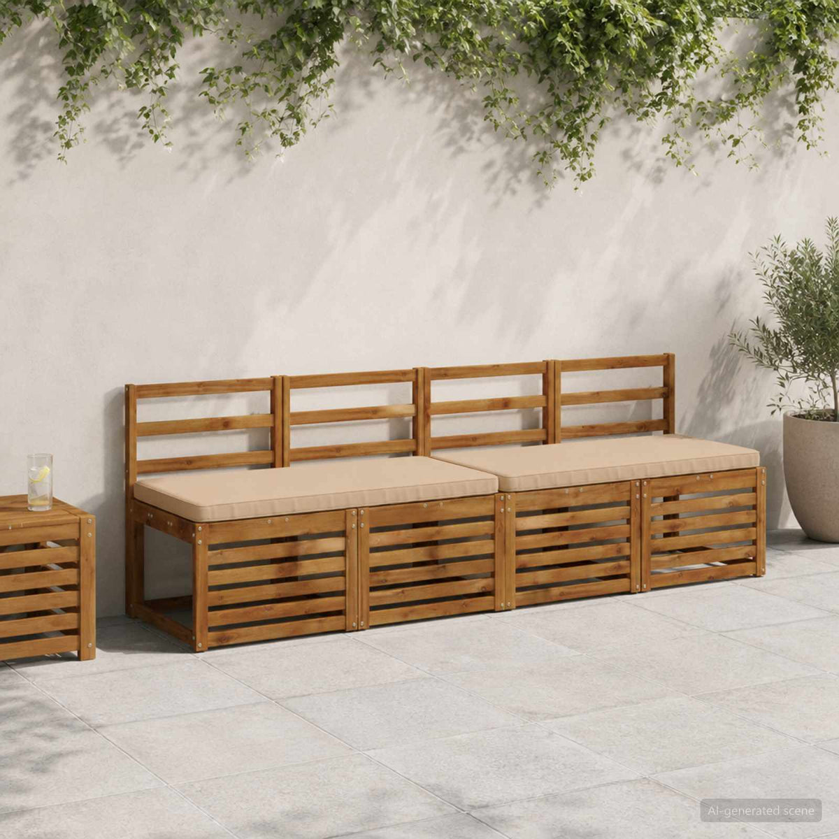 vidaXL 1-delig Bankkussen VUGHT 100% Polyester Zand 110 x 50 x 5 cm
