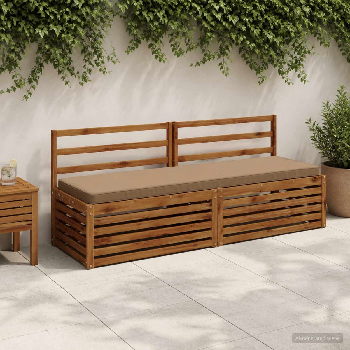 vidaXL 1-delig Bankkussen VUGHT 100% Polyester Taupe 200 x 50 x 5 cm