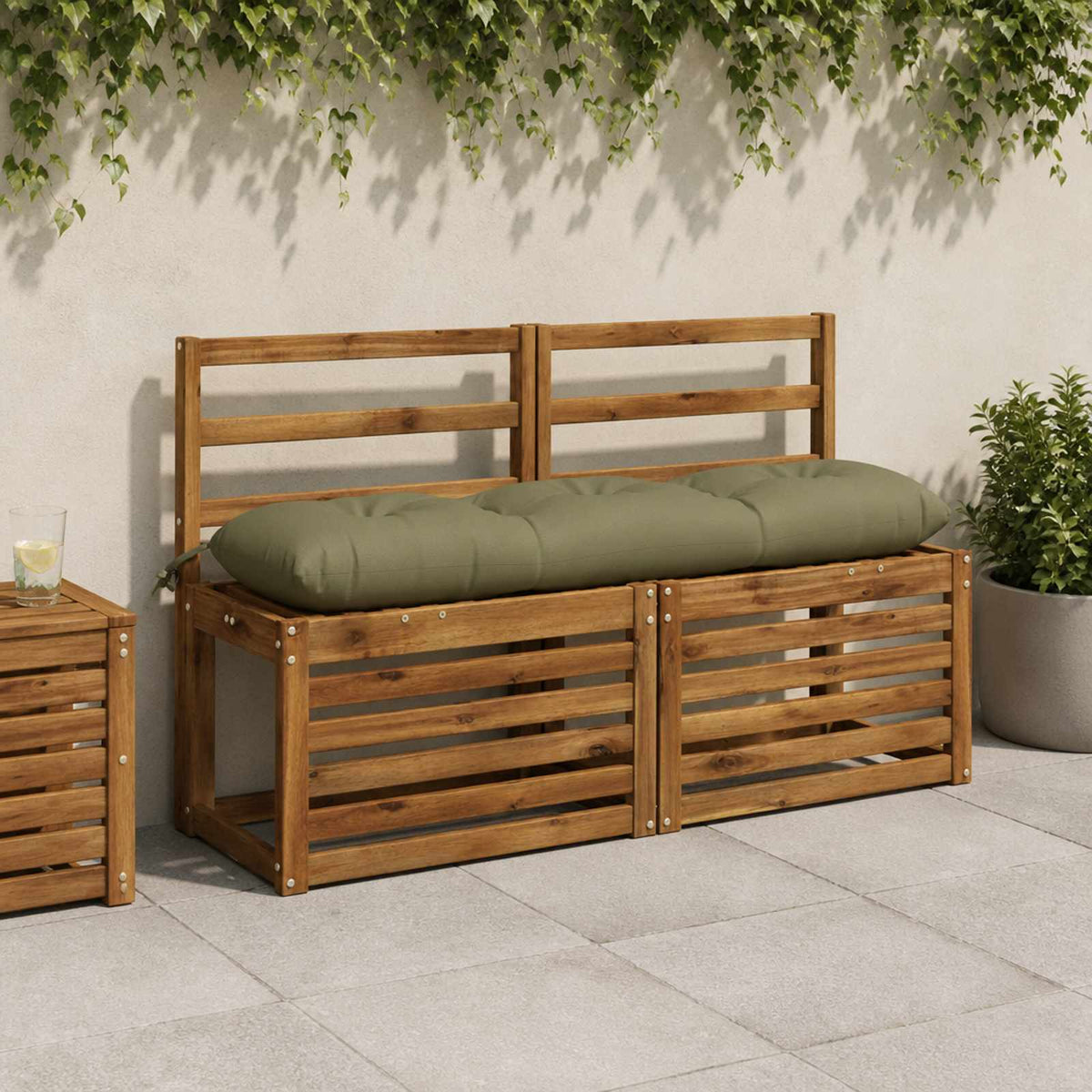 vidaXL Bankkussen VIANEN 100% Polyester Olijfgroen 120 x 30 x 12 cm