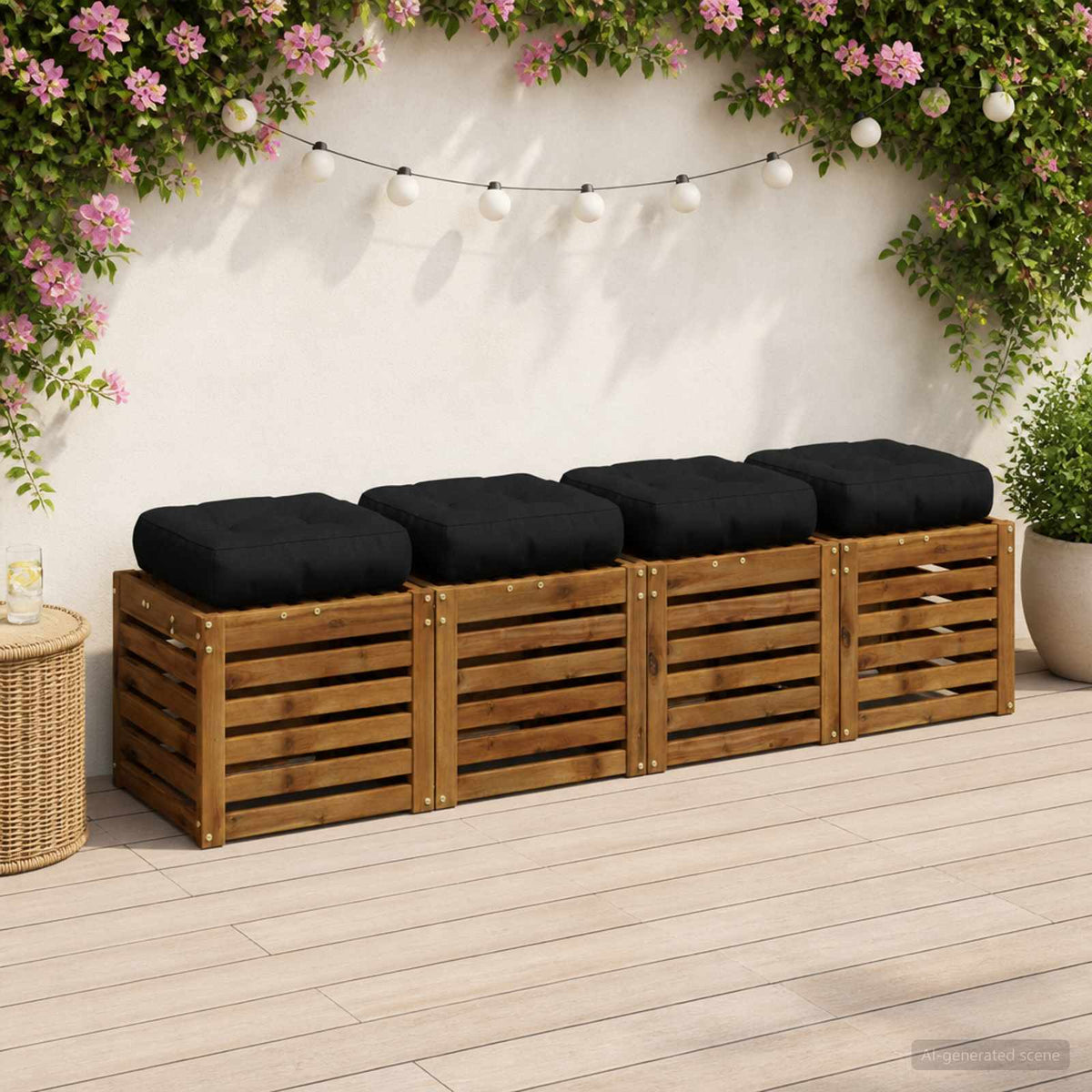 4-Piece Zitkussens VIANEN 4 pcs 100% Polyester Zwart is nu te koop bij PeponiXL, paradijselijk wonen!
