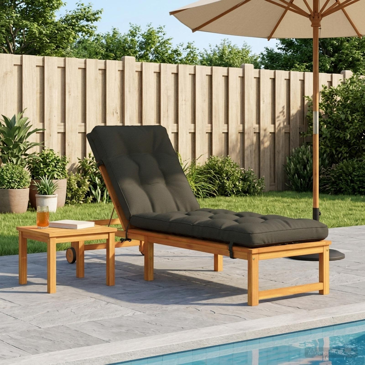 Ligstoel Kussen VIANEN 100% Polyester Antraciet 200 x 60 x 8 cm is nu te koop bij PeponiXL, paradijselijk wonen!