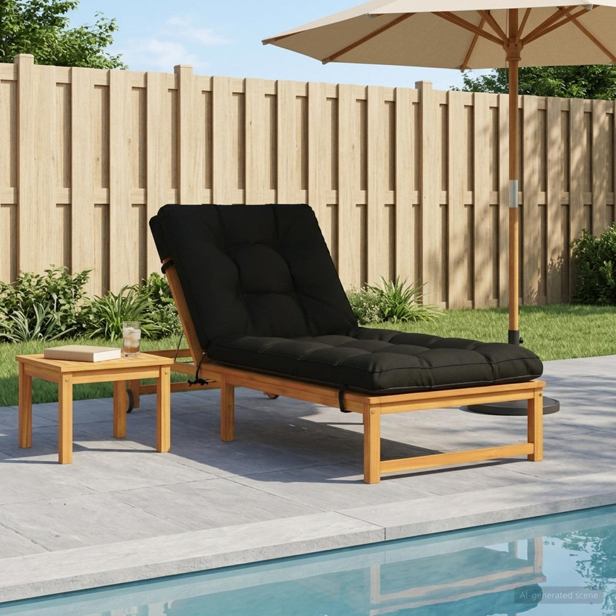 Ligstoel Kussen VIANEN 100% Polyester Zwart 200 x 80 x 8 cm is nu te koop bij PeponiXL, paradijselijk wonen!