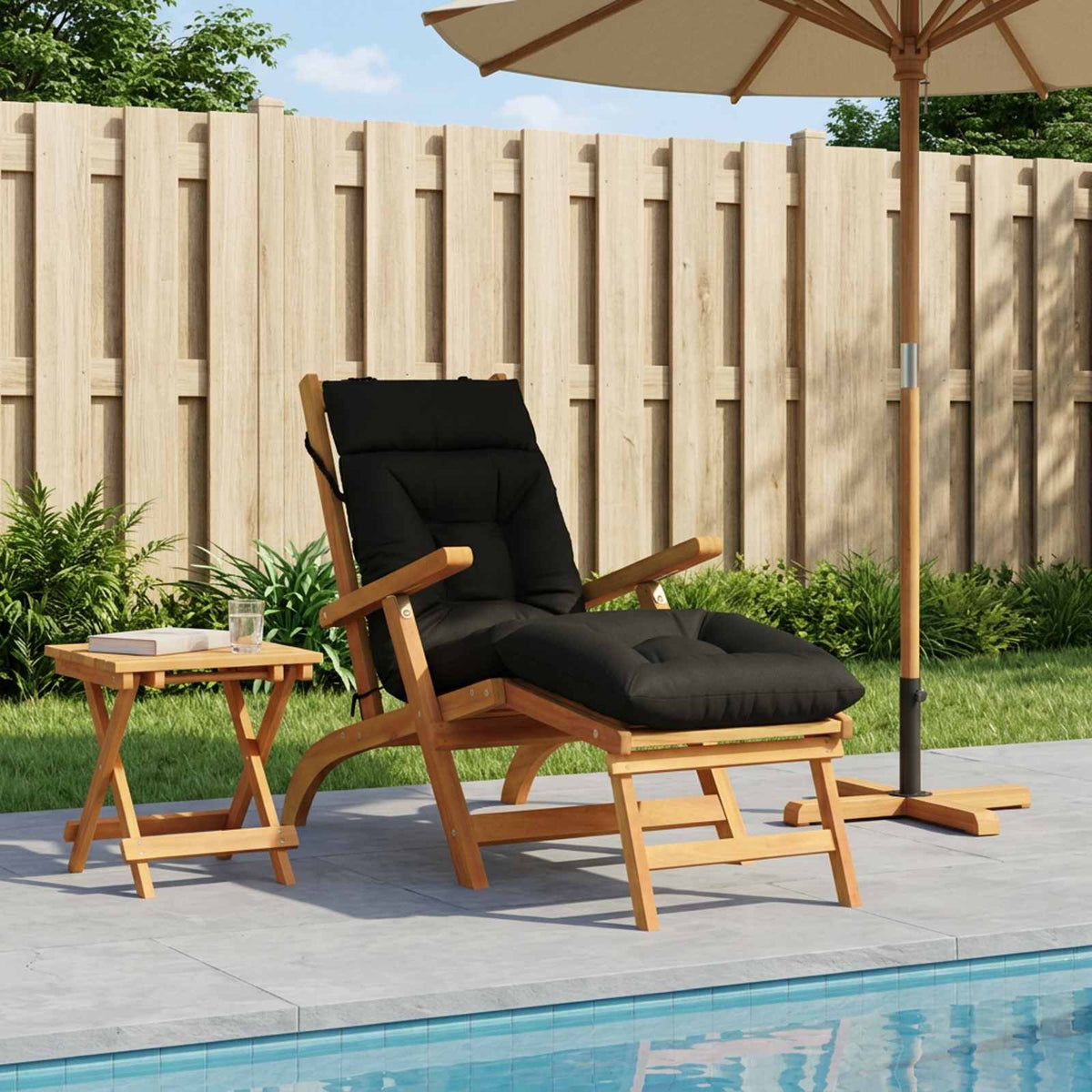 Ligstoel Kussen VIANEN 100% Polyester Zwart 200 x 50 x 8 cm is nu te koop bij PeponiXL, paradijselijk wonen!