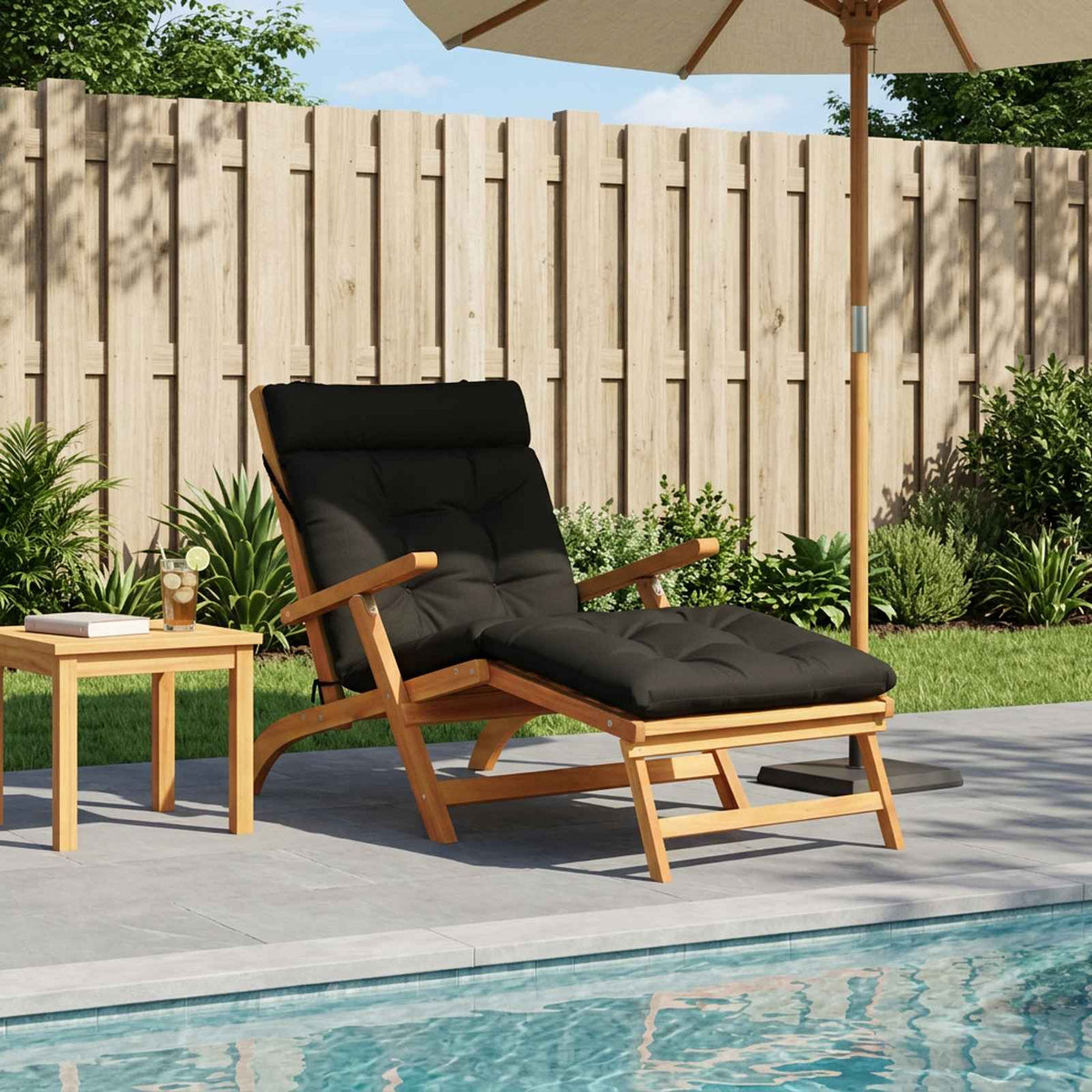 Ligstoel Kussen VIANEN 100% Polyester Zwart 200 x 80 x 8 cm is nu te koop bij PeponiXL, paradijselijk wonen!