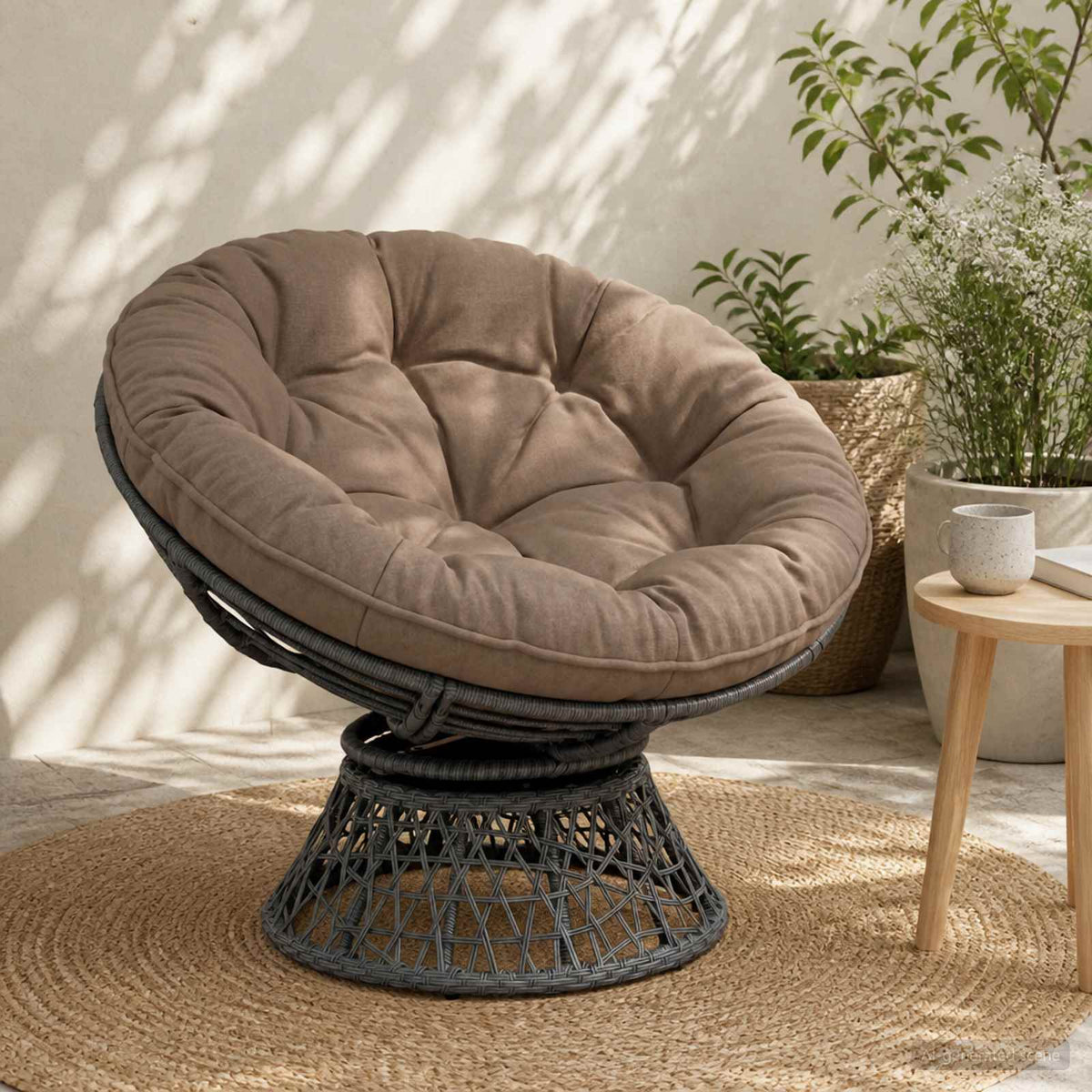 Hangstoel Kussen VIANEN 100% Polyester Taupe Ø 50 x 10 cm is nu te koop bij PeponiXL, paradijselijk wonen!