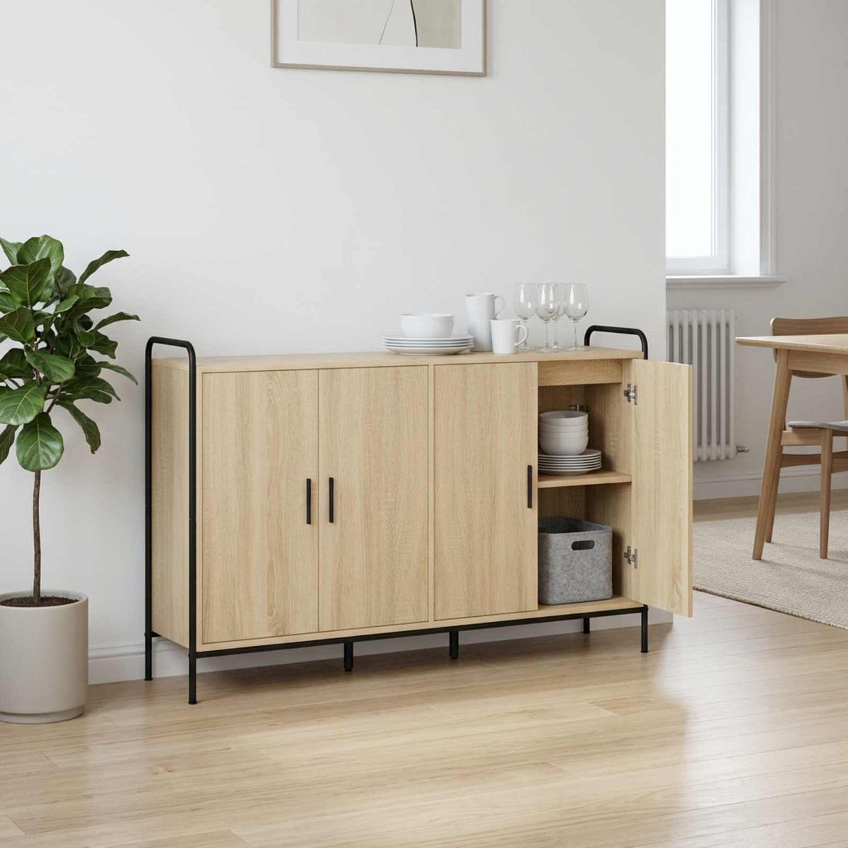 Dressoir Sonoma Eiken 97 x 33 x 81 cm Bewerkt hout is nu te koop bij PeponiXL, paradijselijk wonen!