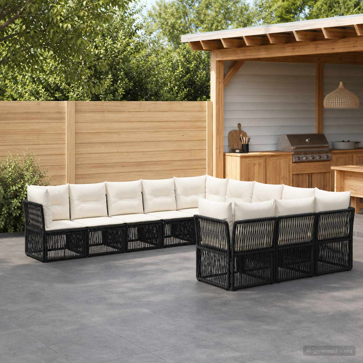 Tuinbankenset 11 pcs Zwart poly rattan is nu te koop bij PeponiXL, paradijselijk wonen!