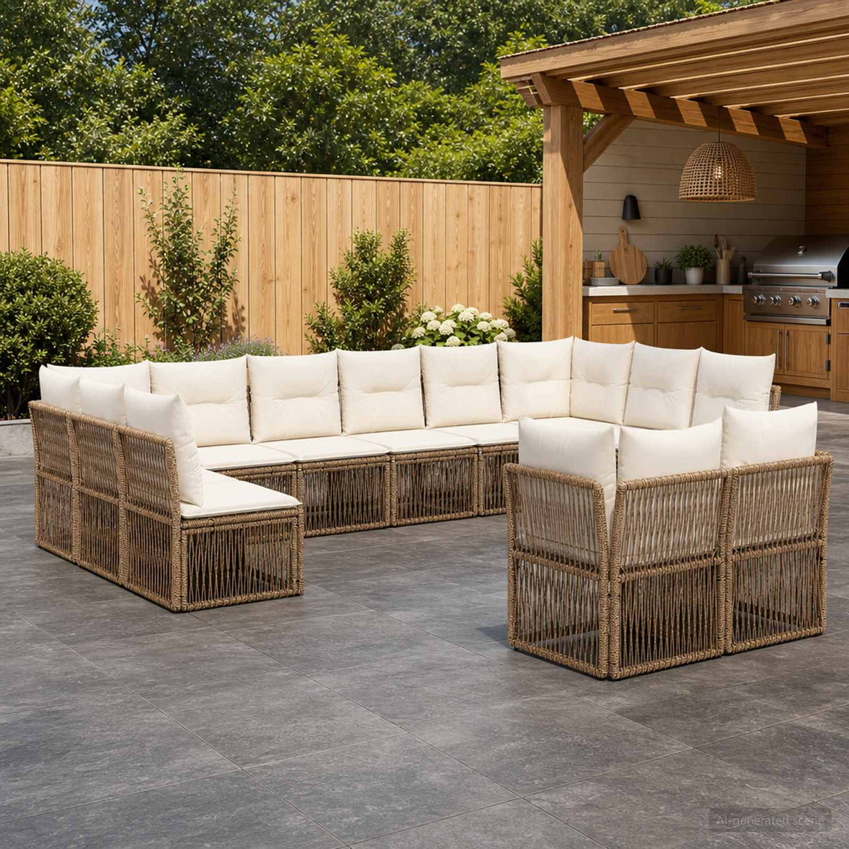Tuinbankenset 12 pcs Beige poly rattan is nu te koop bij PeponiXL, paradijselijk wonen!