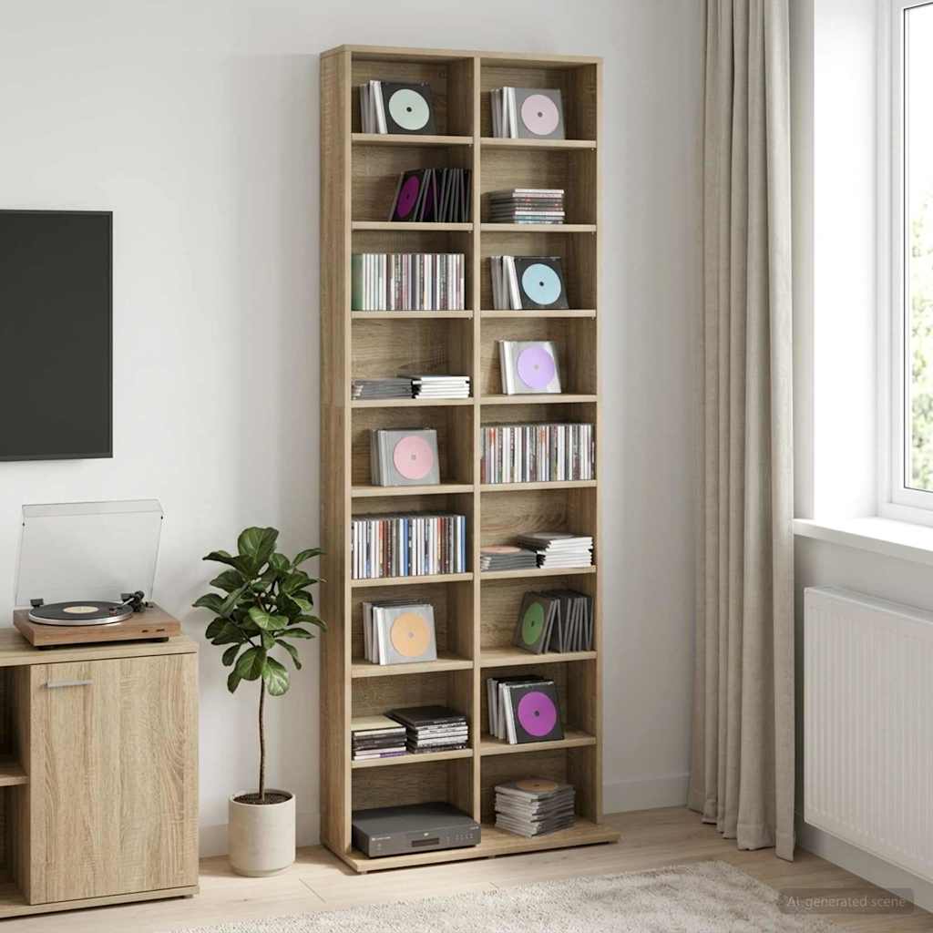 CD Kast Sonoma Eiken 65 x 23,5 x 175 cm Bewerkt hout is nu te koop bij PeponiXL, paradijselijk wonen!