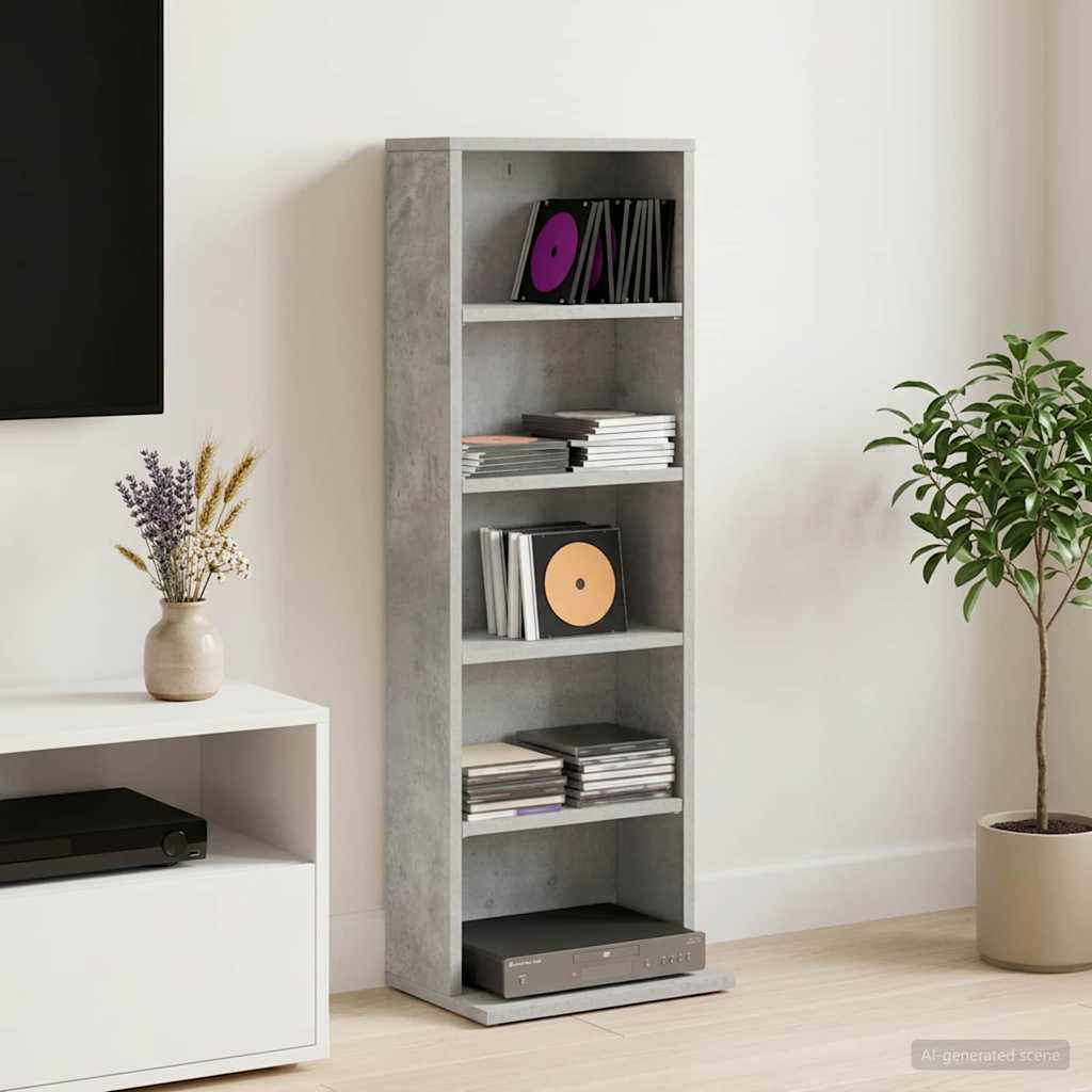 CD Kast Betongrijs 33 x 23,5 x 97,5 cm Bewerkt hout is nu te koop bij PeponiXL, paradijselijk wonen!