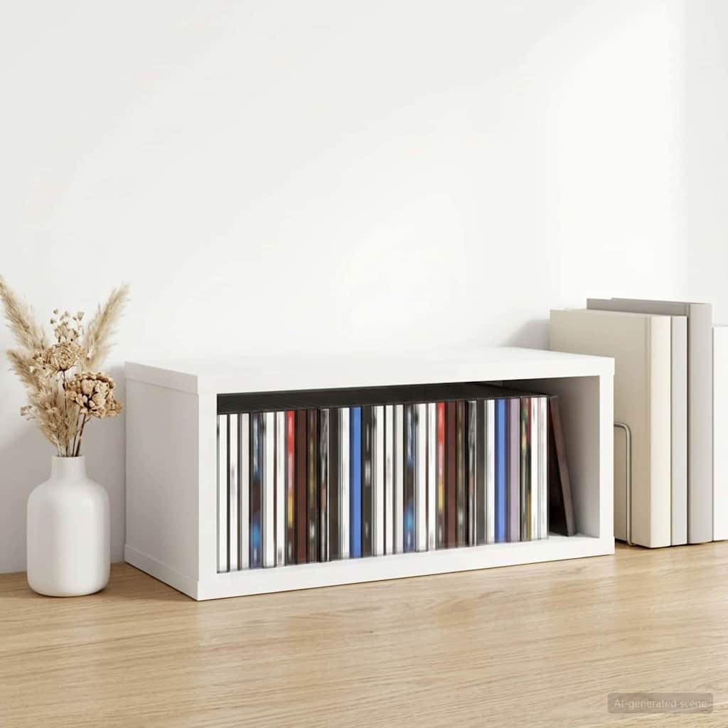 CD Opbergrek Wit 40 x 17 x 17 cm Bewerkt hout is nu te koop bij PeponiXL, paradijselijk wonen!