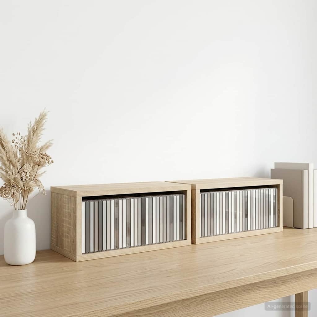 CD Opslag Rek 2 st Sonoma Eiken 40 x 17 x 17 cm Bewerkt hout is nu te koop bij PeponiXL, paradijselijk wonen!
