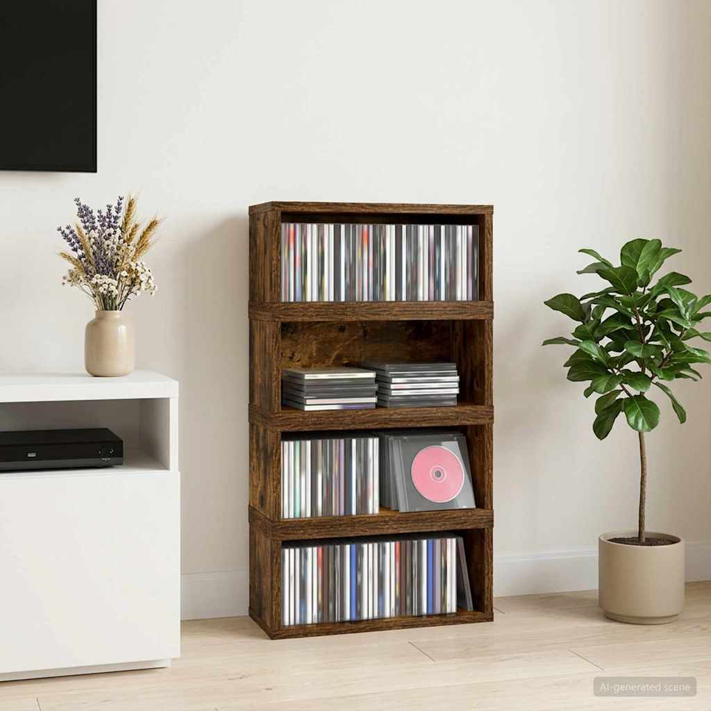 CD Opslag Rek 4 st Gerookt eiken 40 x 17 x 17 cm Bewerkt hout is nu te koop bij PeponiXL, paradijselijk wonen!