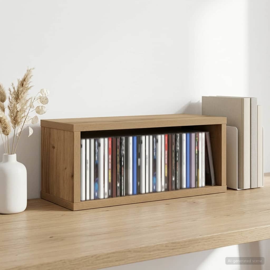 CD Opslag Rek Artisanaal eiken 40 x 17 x 17 cm Bewerkt hout is nu te koop bij PeponiXL, paradijselijk wonen!
