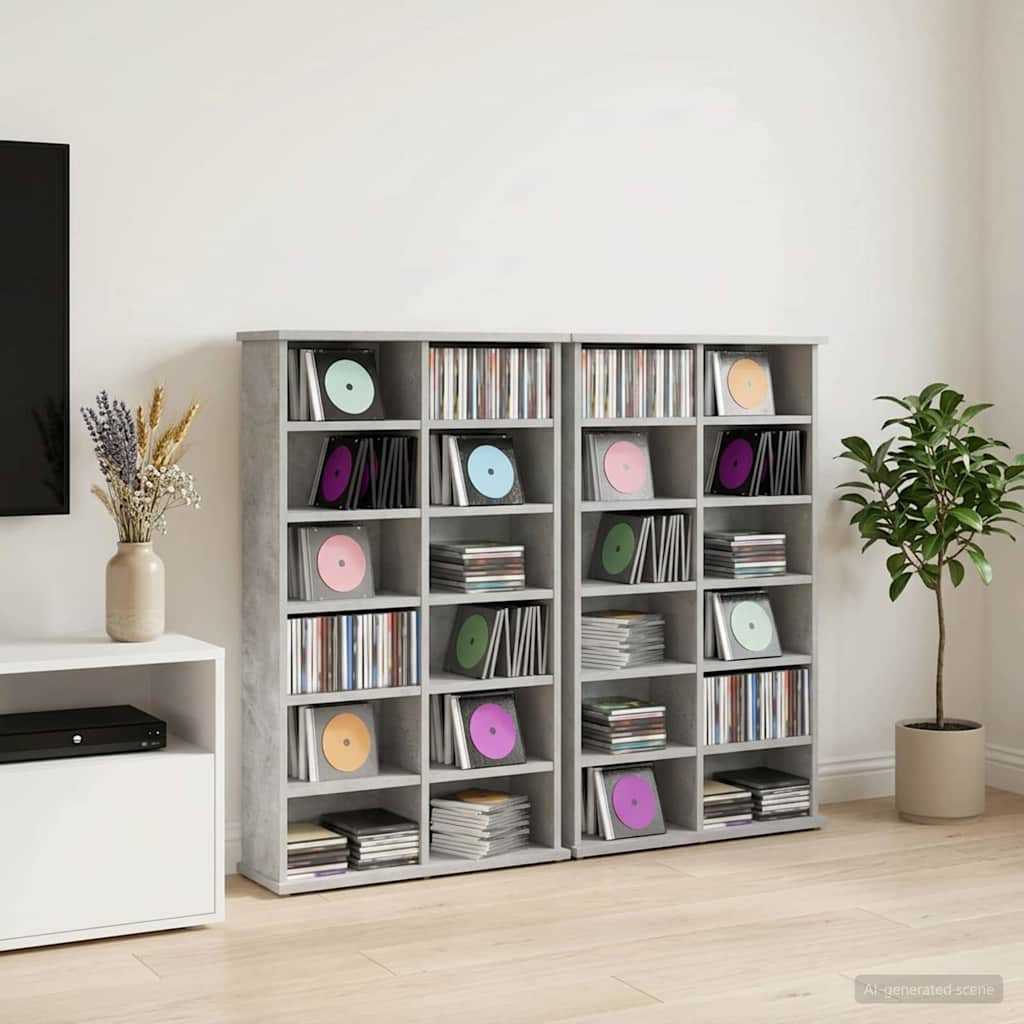 CD Kast 2 st Betongrijs 60 x 17 x 92 cm Bewerkt hout is nu te koop bij PeponiXL, paradijselijk wonen!