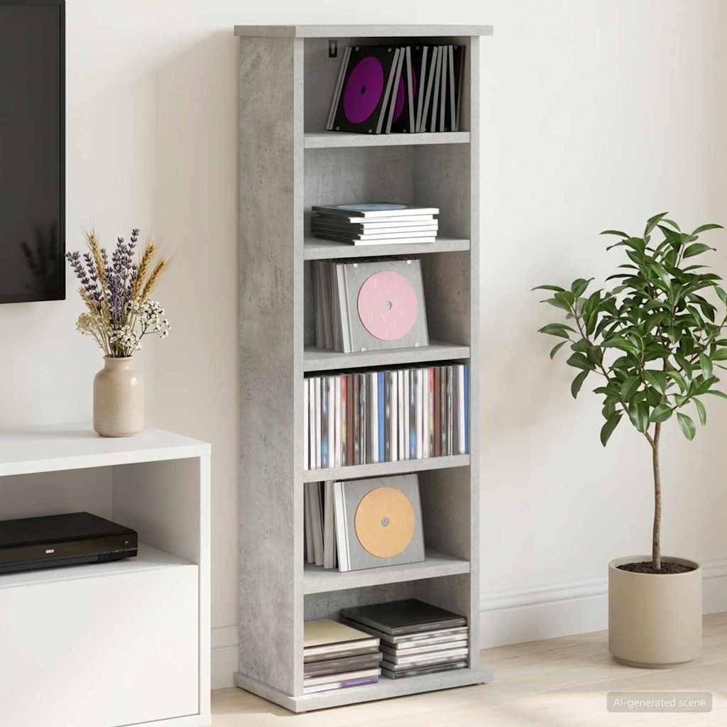 CD Kast Betongrijs 60 x 17 x 92 cm Bewerkt hout is nu te koop bij PeponiXL, paradijselijk wonen!