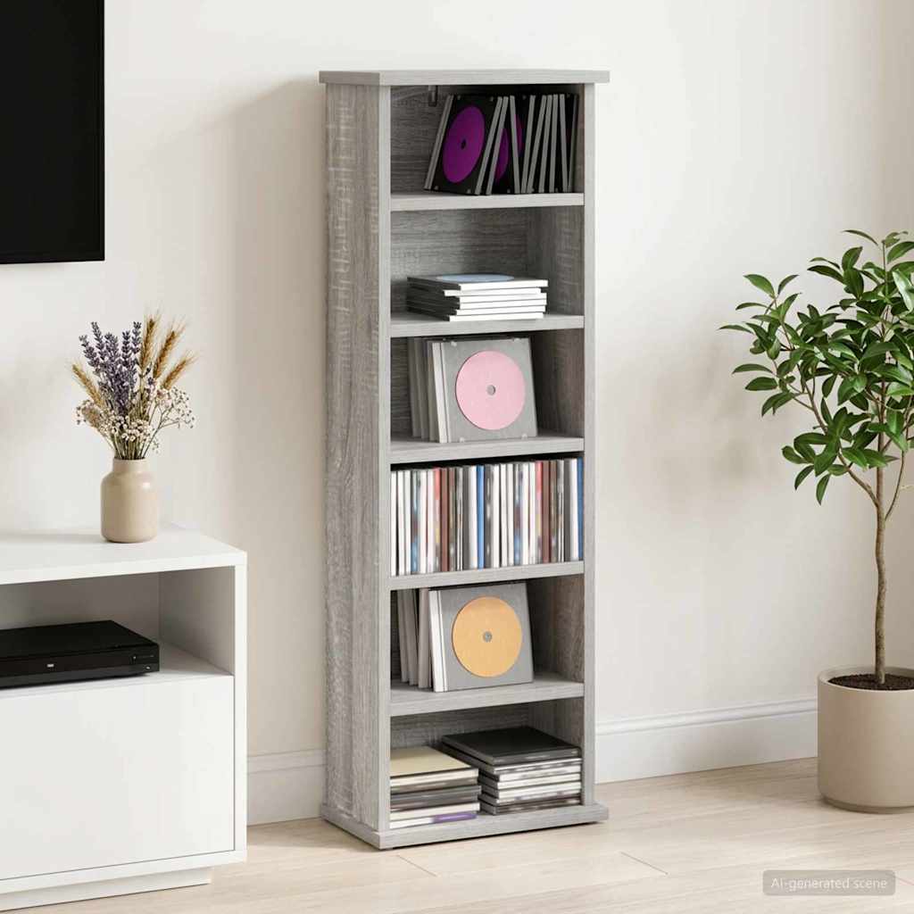 CD Kast Grijs Sonoma 60 x 17 x 92 cm Bewerkt hout is nu te koop bij PeponiXL, paradijselijk wonen!