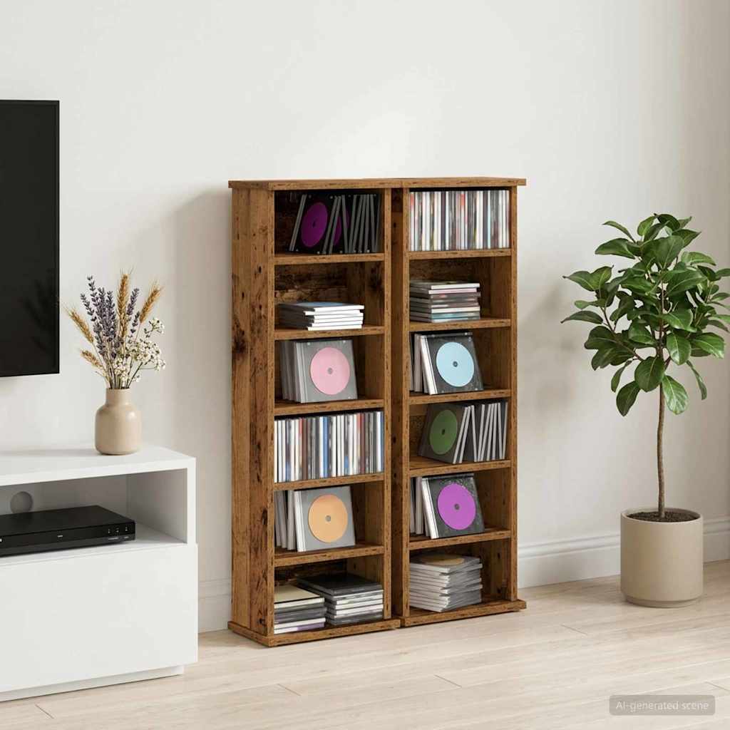 CD Kast 2 st Oud hout 60 x 17 x 92 cm Bewerkt hout is nu te koop bij PeponiXL, paradijselijk wonen!
