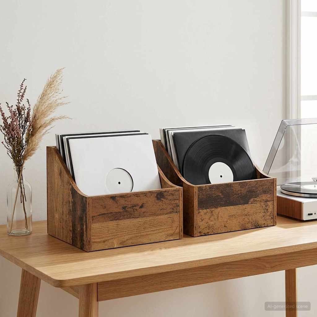 LP Recorddoos 2 st Oud hout 37 x 33 x 32 cm Bewerkt hout is nu te koop bij PeponiXL, paradijselijk wonen!