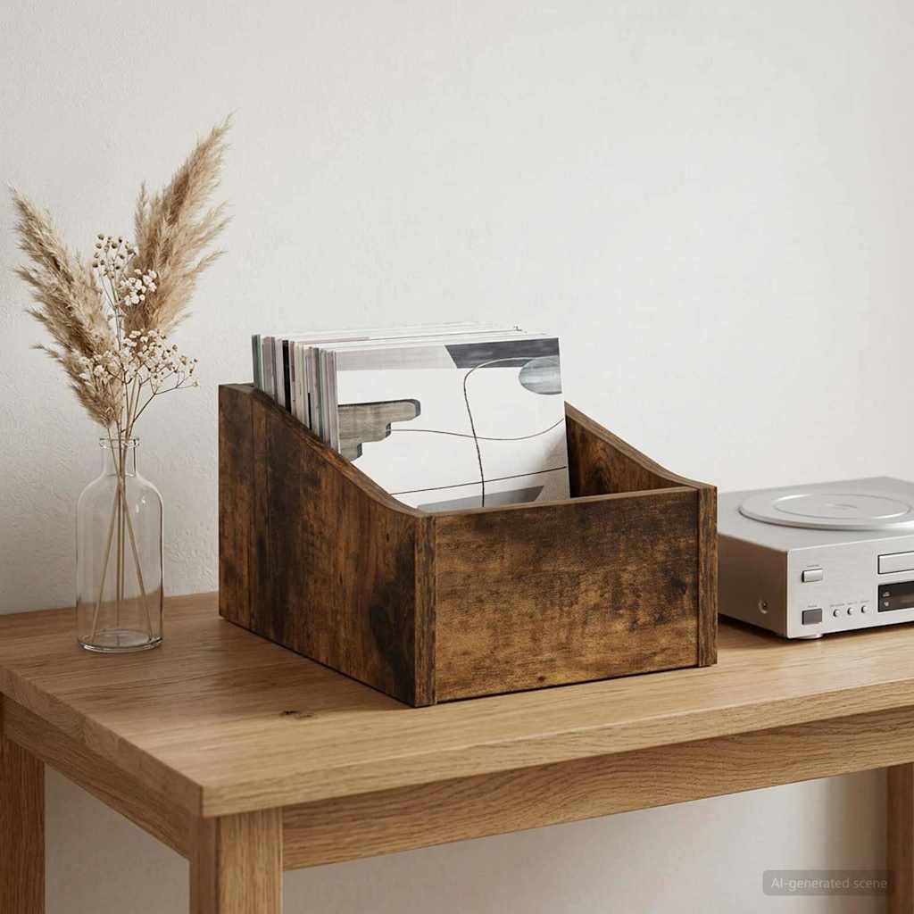 LP Recorddoos Gerookt eiken 23 x 33 x 16 cm Bewerkt hout is nu te koop bij PeponiXL, paradijselijk wonen!