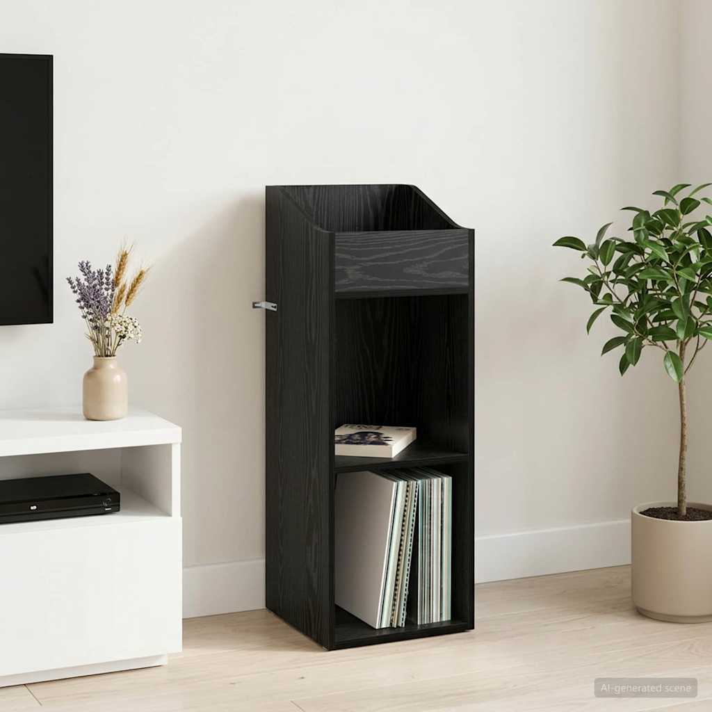 Platenkast Zwart eiken 36 x 36 x 95,5 cm Bewerkt hout is nu te koop bij PeponiXL, paradijselijk wonen!
