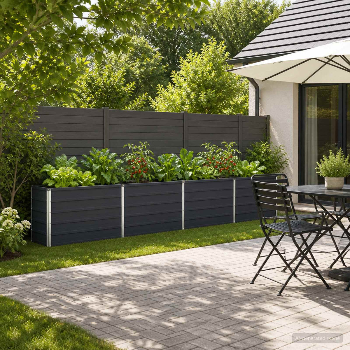 vidaXL Verhoogd Tuinbed Antracietkleurig 320 x 40 x 55 cm