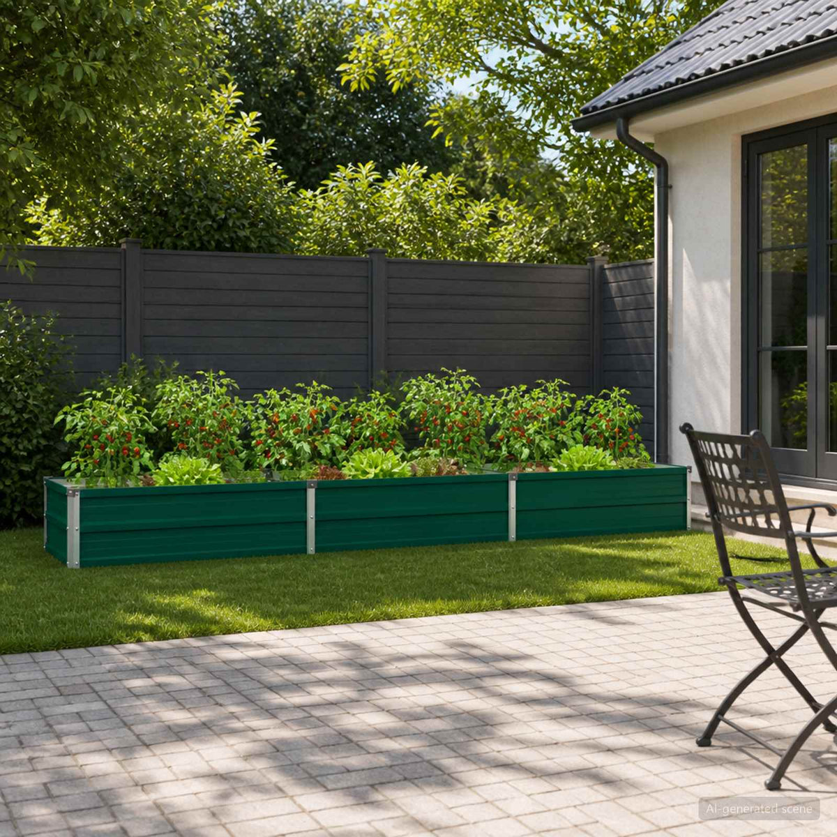 Verhoogd Tuinbed Groen 240 x 40 x 24 cm koudgewalst stalen is nu te koop bij PeponiXL, paradijselijk wonen!