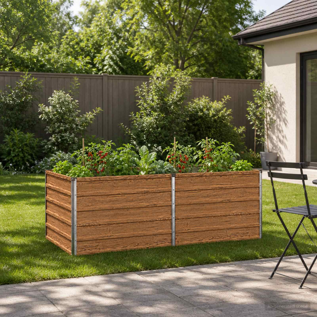 Verhoogd Tuinbed Houtbruin 160 x 80 x 55 cm koudgewalst staal is nu te koop bij PeponiXL, paradijselijk wonen!
