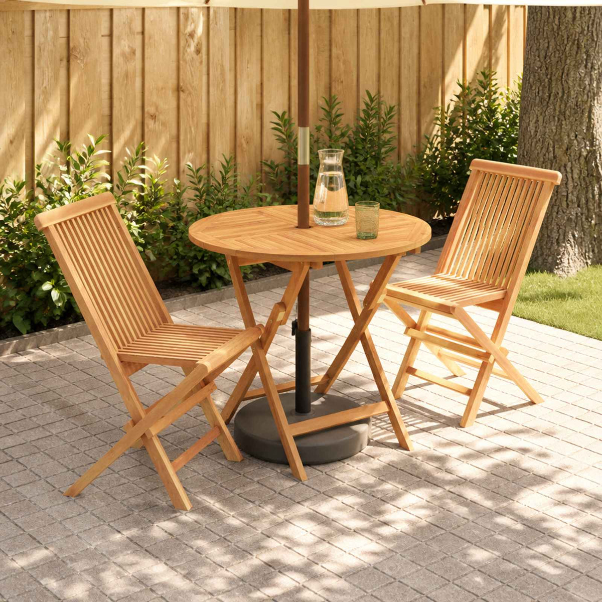 3-delige opvouwbare bistroset voor in de tuin Naturel is nu te koop bij PeponiXL, paradijselijk wonen!