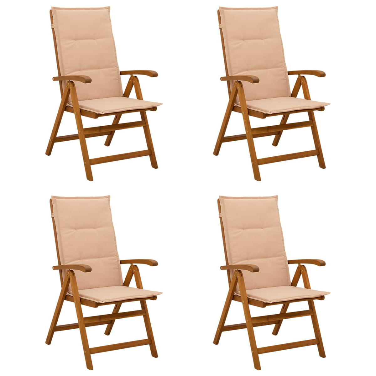 Recliner Tuinstoelen 4 st Naturel Massief Acaciahout is nu te koop bij PeponiXL, paradijselijk wonen!