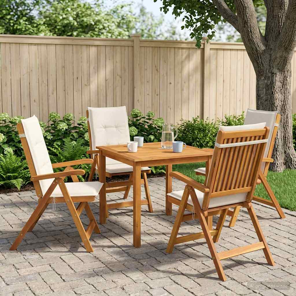 vidaXL 5-delige tuin eetset Naturel Massief Acaciahout
