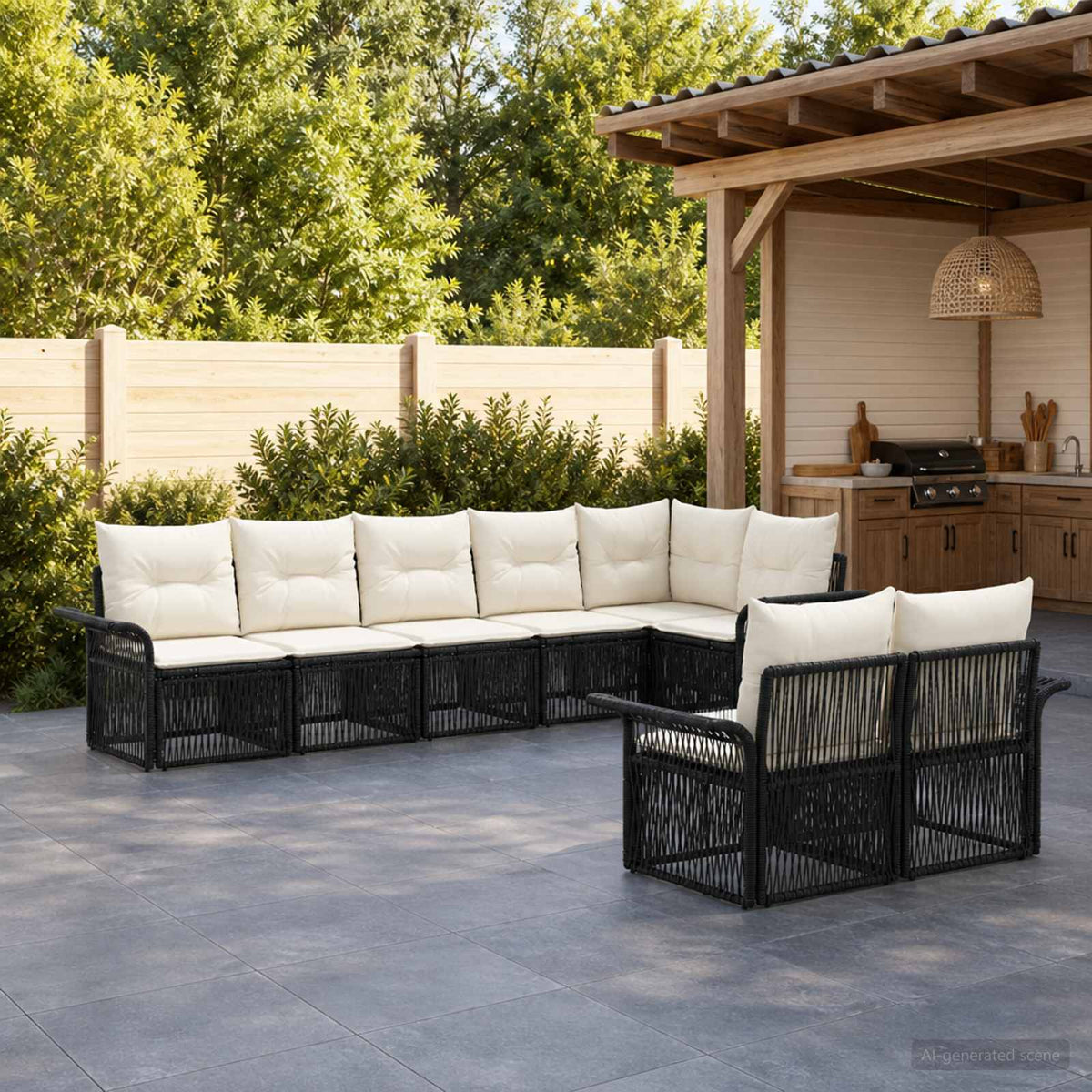 Tuinbankenset 8 pcs Zwart poly rattan is nu te koop bij PeponiXL, paradijselijk wonen!