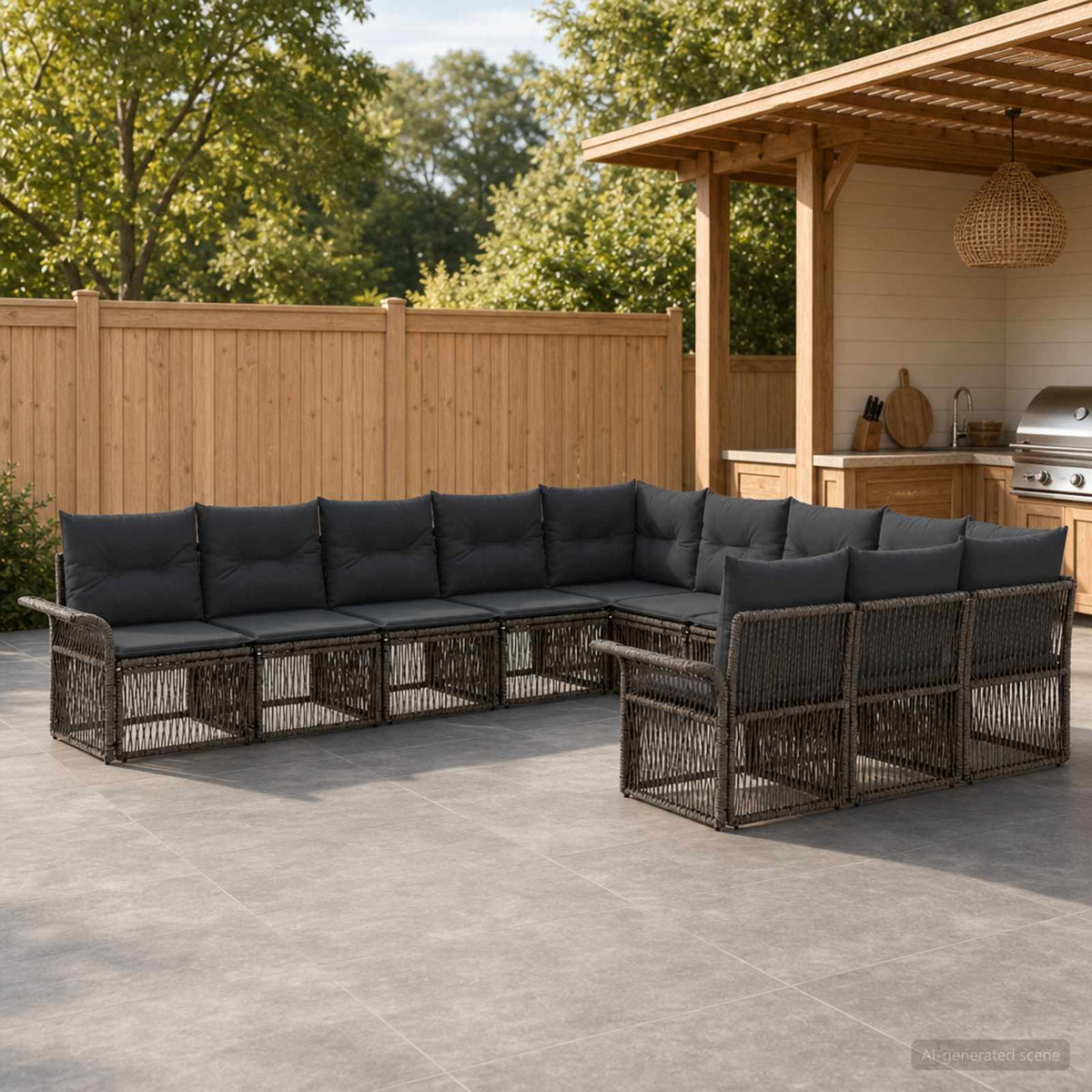 Tuinbankenset 11 pcs Grijs poly rattan is nu te koop bij PeponiXL, paradijselijk wonen!