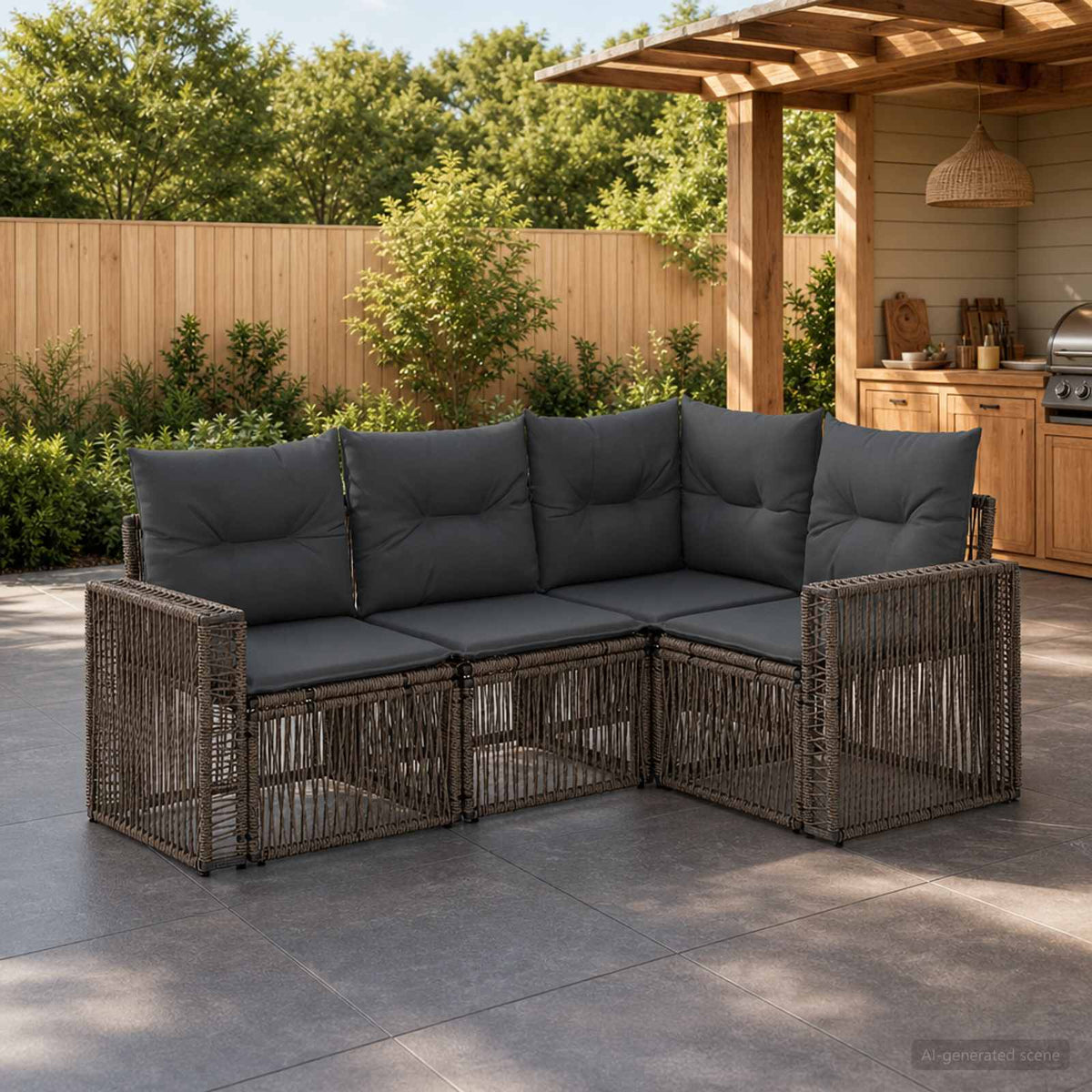 Tuinbankenset 4 pcs Grijs en Donkergrijs poly rattan is nu te koop bij PeponiXL, paradijselijk wonen!