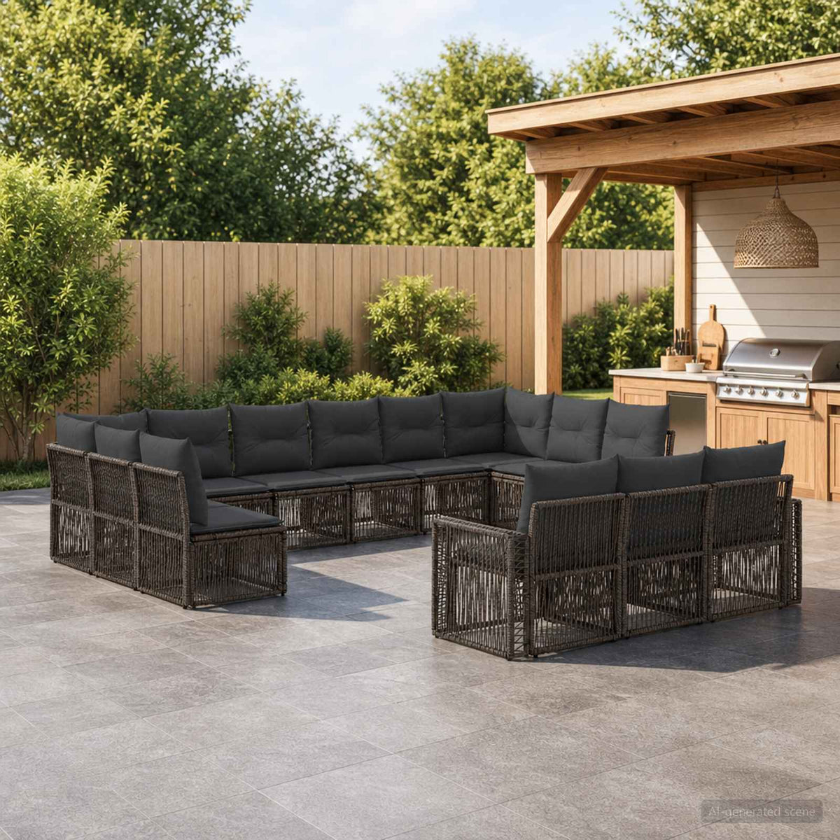 Tuinbankenset 13 pcs Grijs en Donkergrijs poly rattan is nu te koop bij PeponiXL, paradijselijk wonen!