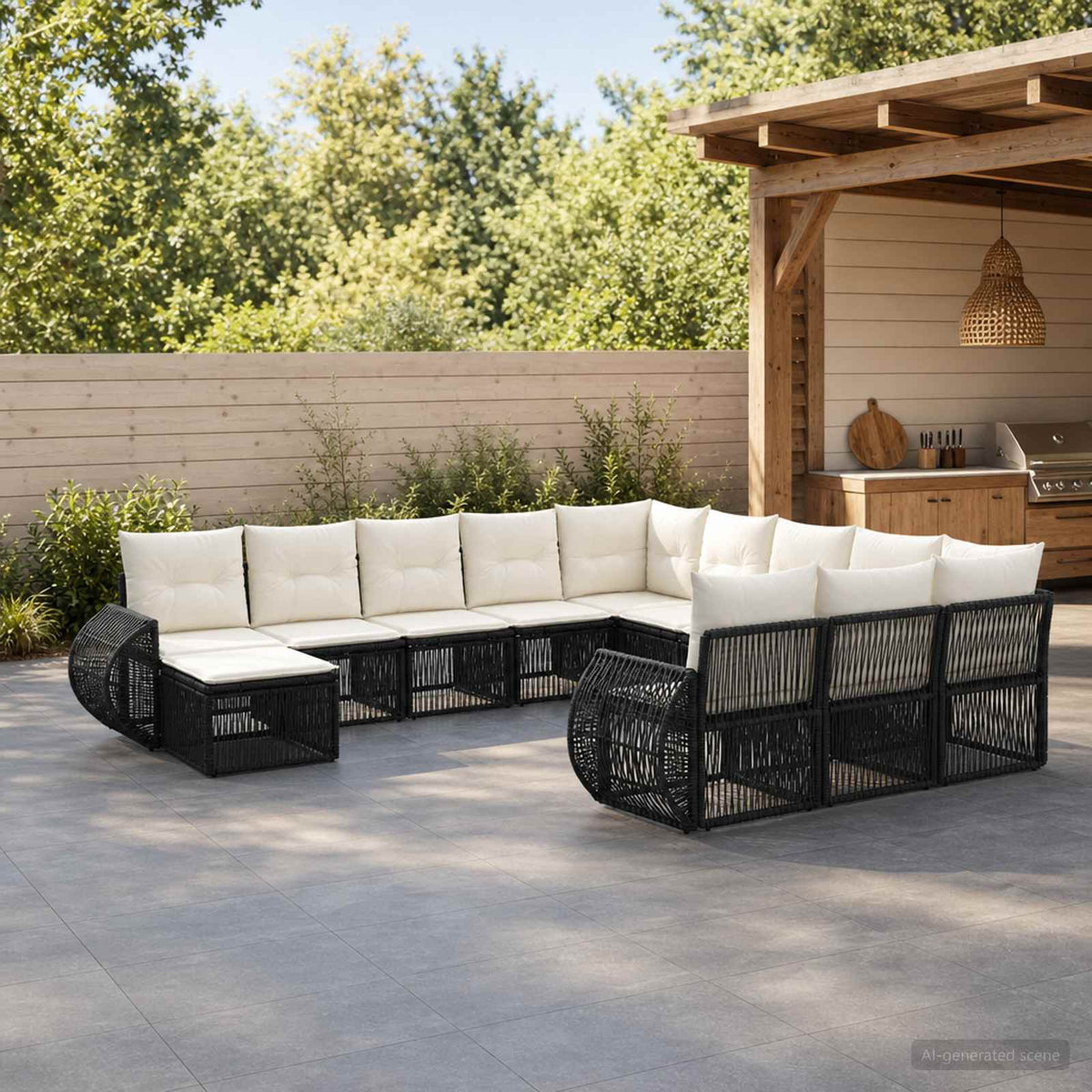 Tuinbankenset 12 pcs Zwart poly rattan is nu te koop bij PeponiXL, paradijselijk wonen!