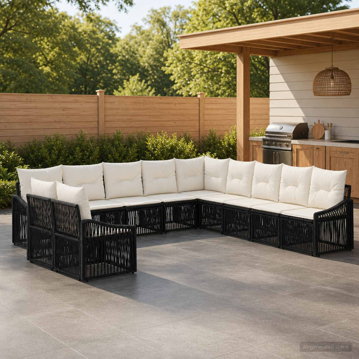 Tuinbankenset 11 pcs Zwart poly rattan is nu te koop bij PeponiXL, paradijselijk wonen!