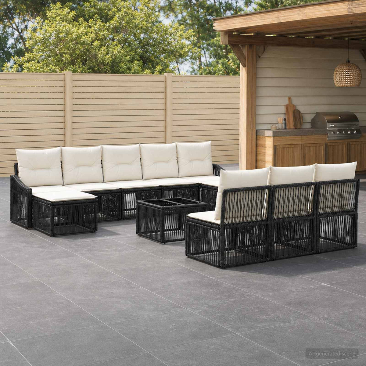 Tuinbankenset 11 pcs Zwart poly rattan is nu te koop bij PeponiXL, paradijselijk wonen!