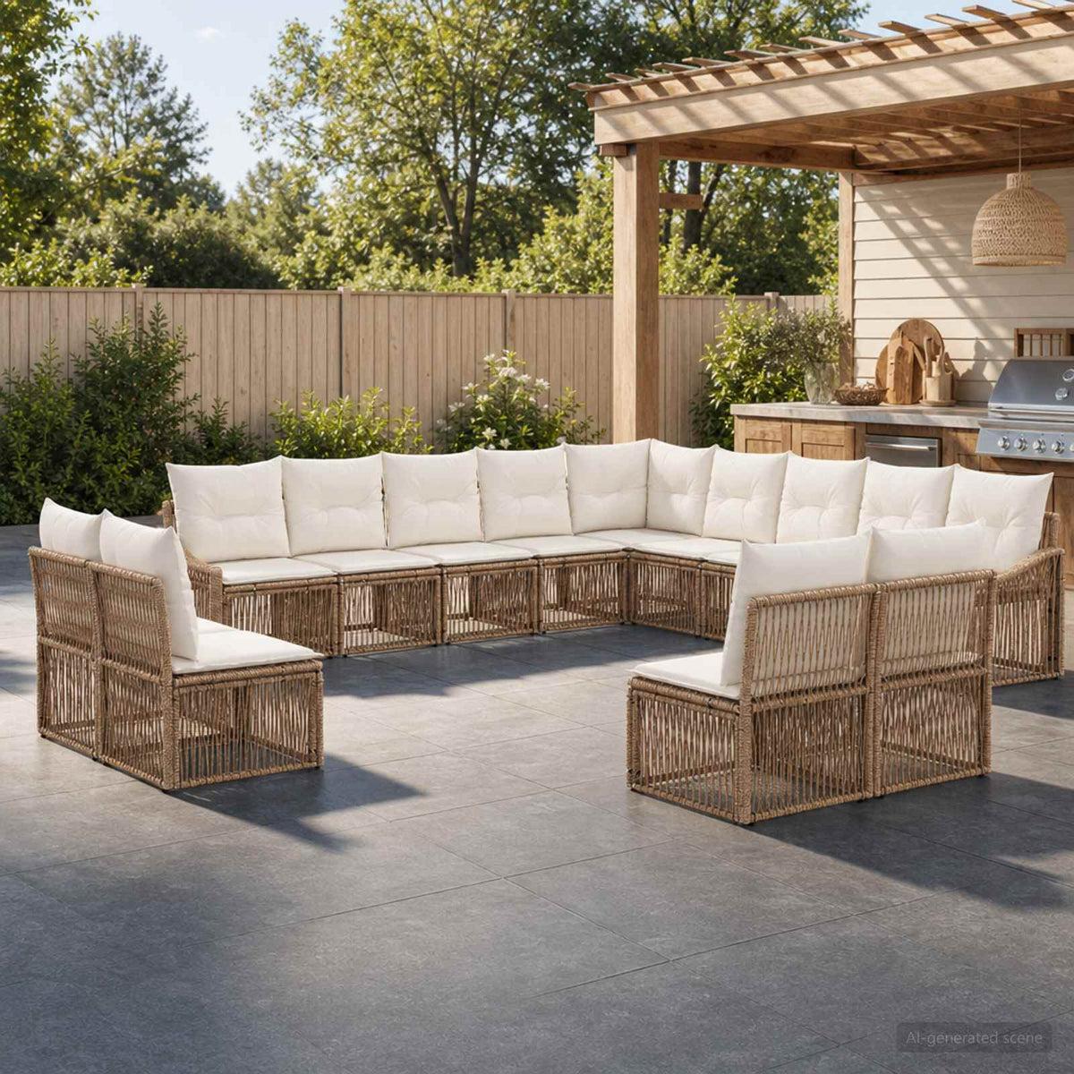 Tuinbankenset 13 pcs Beige poly rattan is nu te koop bij PeponiXL, paradijselijk wonen!