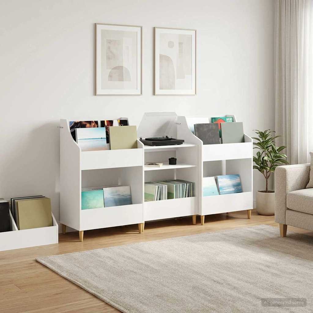 Media Planken Set 3 st Wit 212 x 46 x 112 cm Bewerkt hout is nu te koop bij PeponiXL, paradijselijk wonen!
