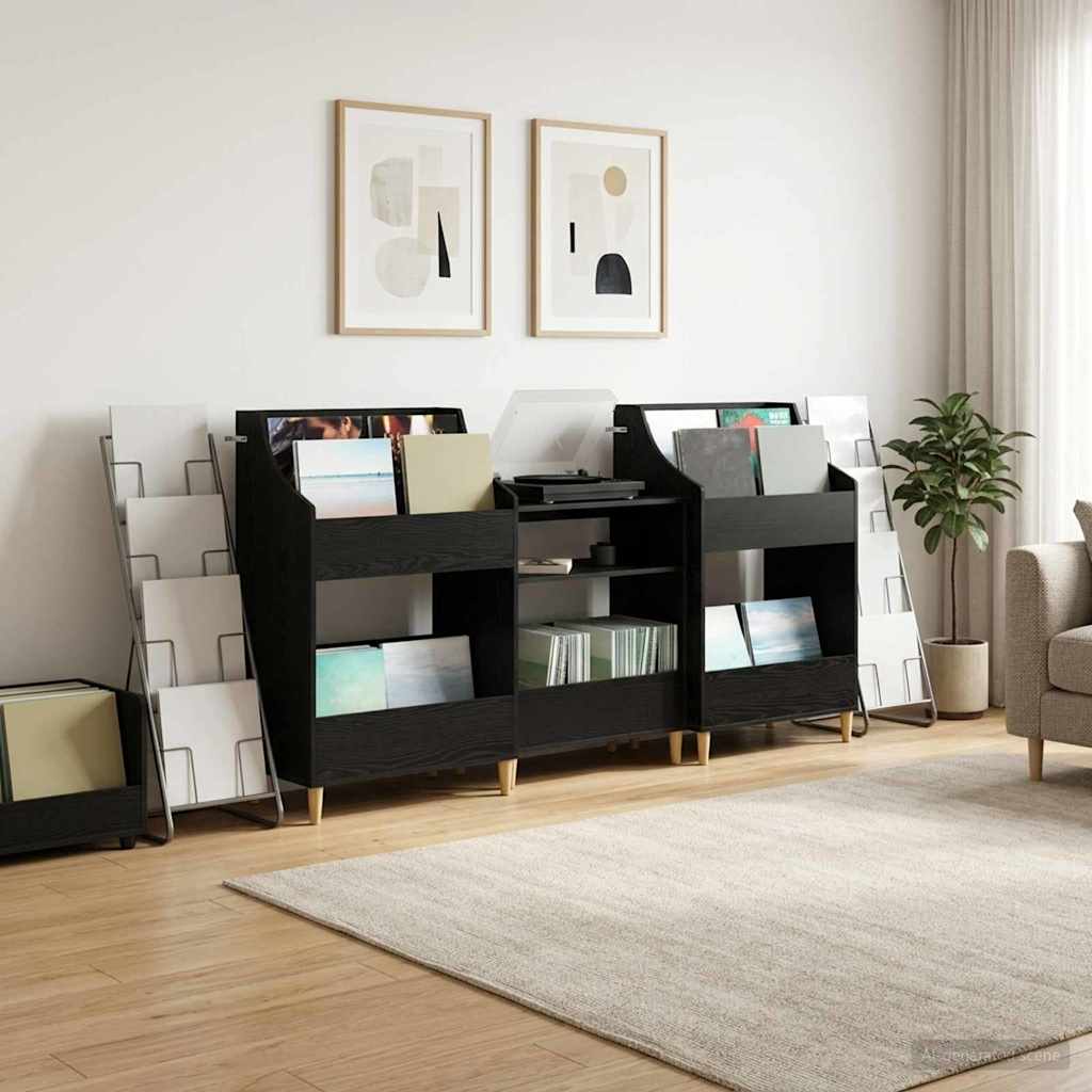 Media Planken Set 3 st Zwart eiken 212 x 46 x 112 cm is nu te koop bij PeponiXL, paradijselijk wonen!