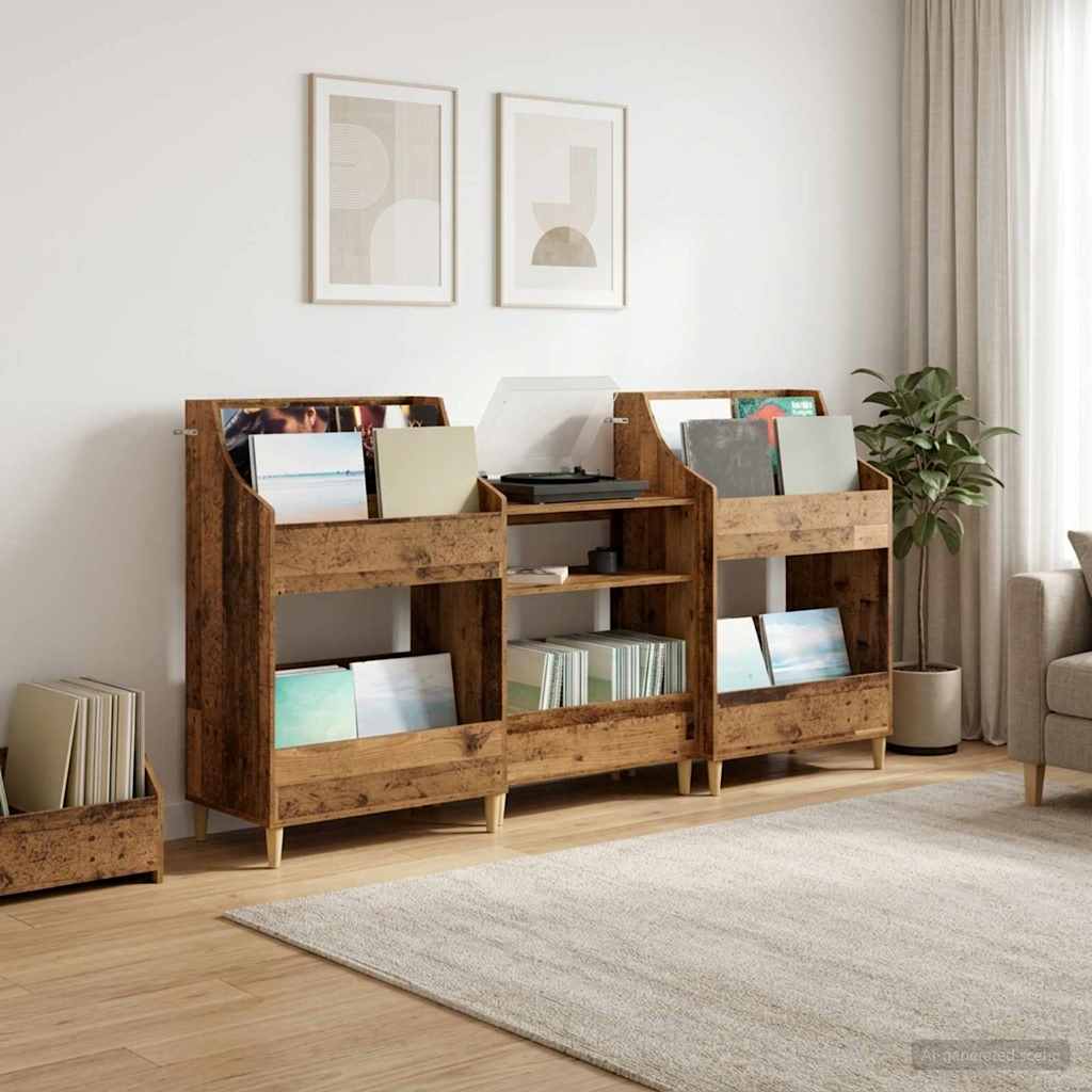 vidaXL Media Planken Set 3 st Oud hout 212 x 46 x 112 cm Bewerkt hout