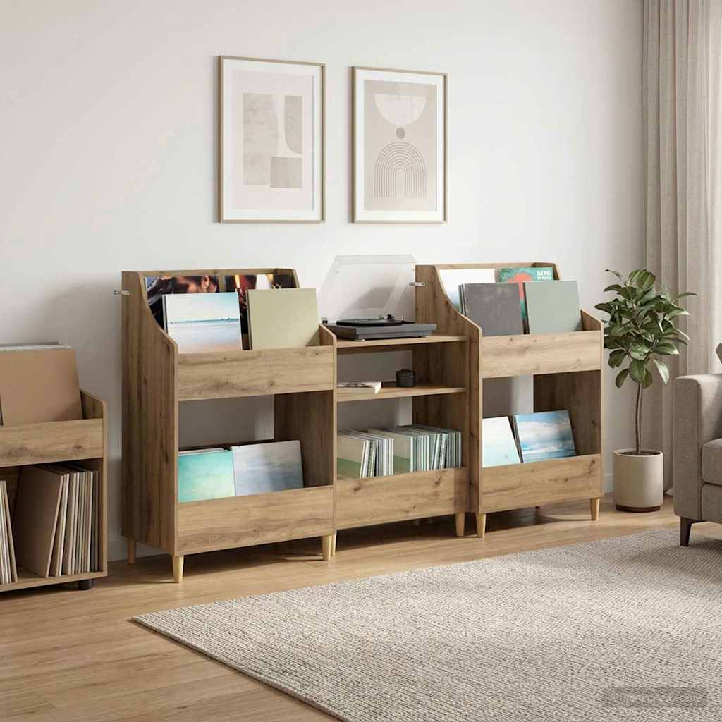vidaXL Media Planken Set 3 st Artisanaal eiken 212 x 46 x 112 cm