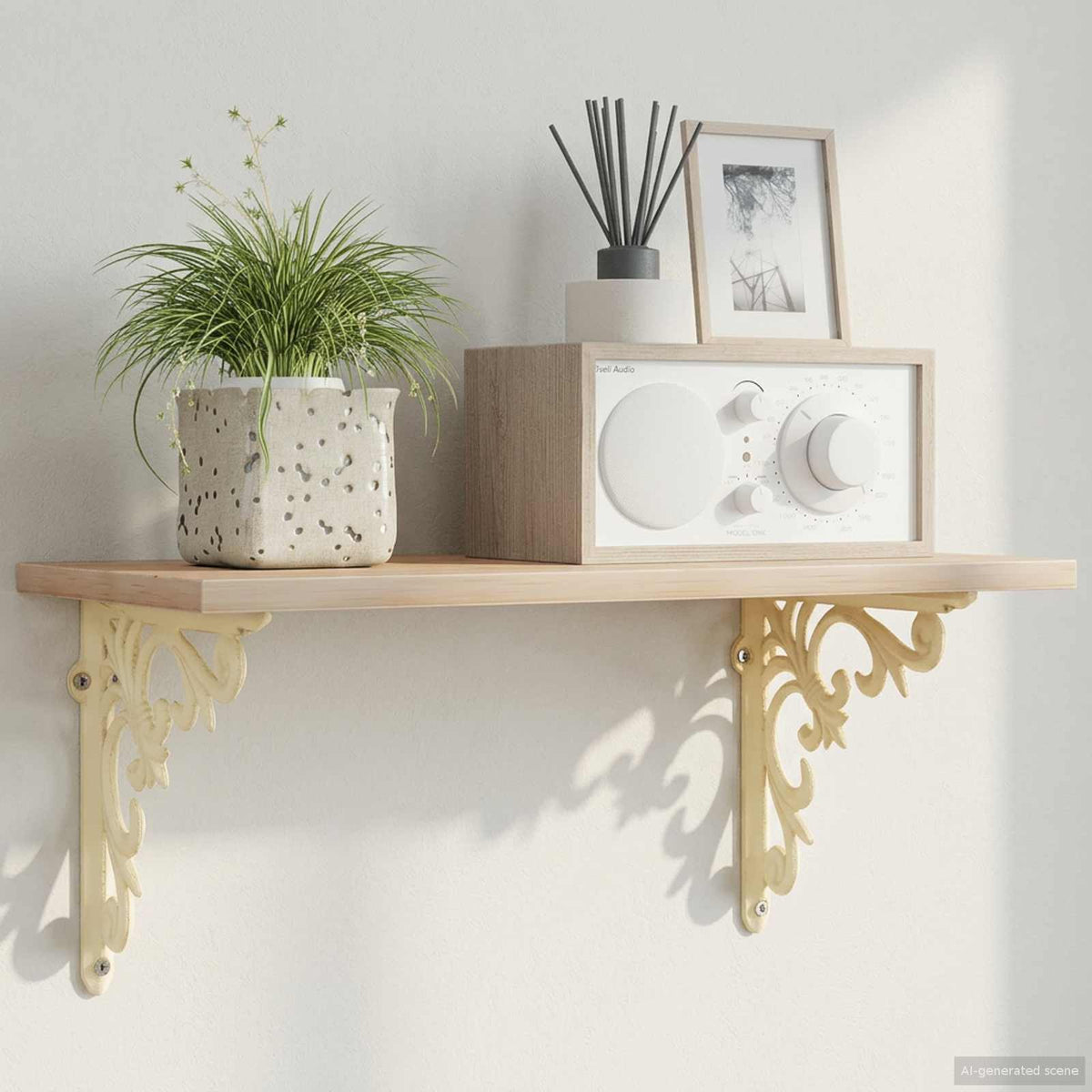 Wandplank Beugels 2 st Antiek wit 21.5 x 21.5 x 3.5 cm Staal is nu te koop bij PeponiXL, paradijselijk wonen!