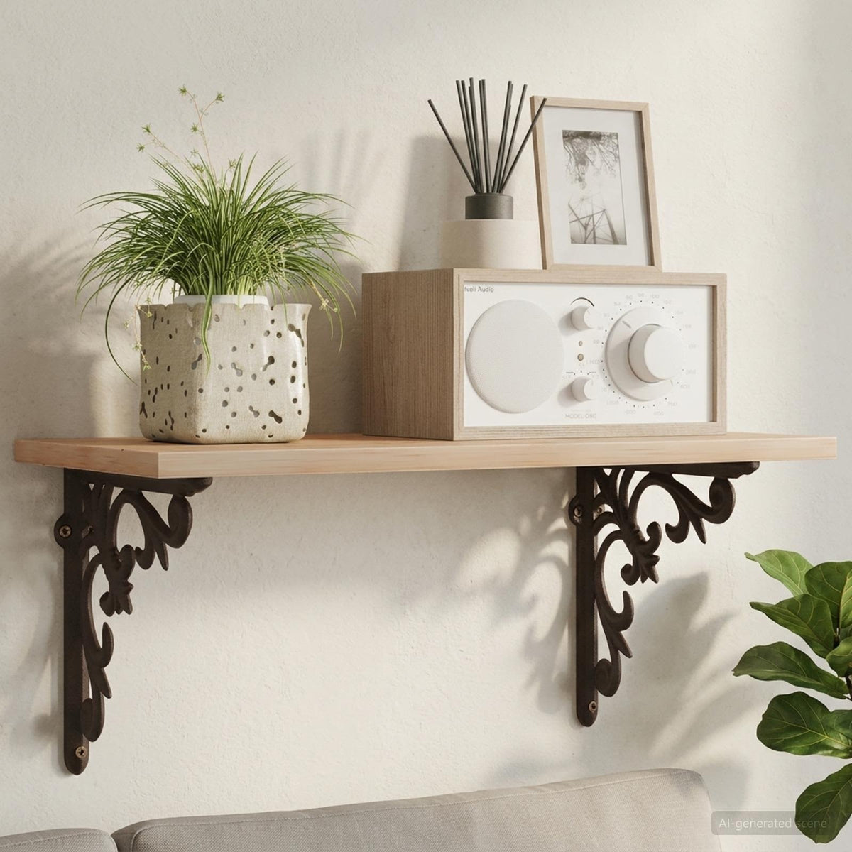 Wandplank Beugels 2 st Antiek Bruin 21.5 x 21.5 x 3.5 cm Staal is nu te koop bij PeponiXL, paradijselijk wonen!
