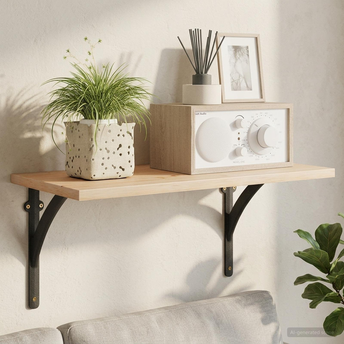 Wandplank Beugels 2 st Zwart 14,5 x 14,5 x 3,5 cm Staal is nu te koop bij PeponiXL, paradijselijk wonen!