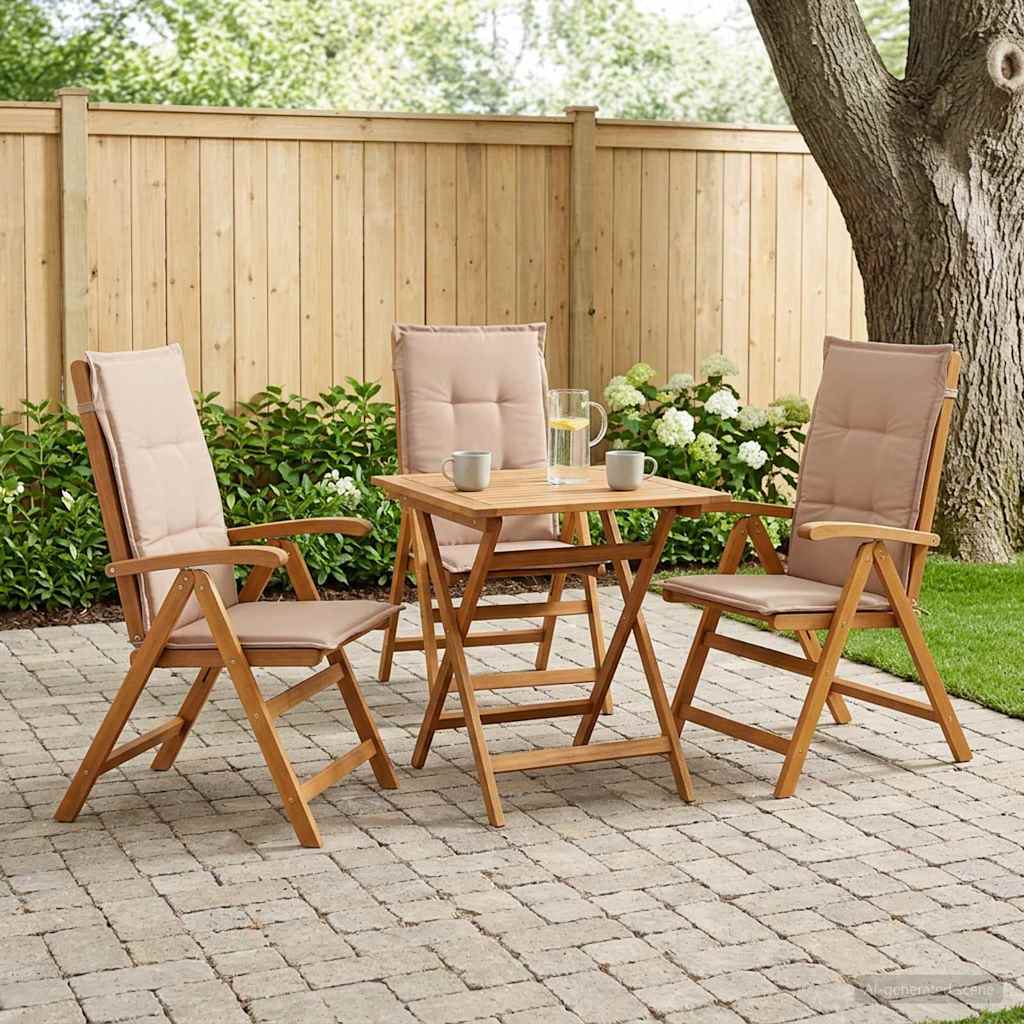 Recliner Tuinstoelen 3 st Naturel Massief Acaciahout is nu te koop bij PeponiXL, paradijselijk wonen!