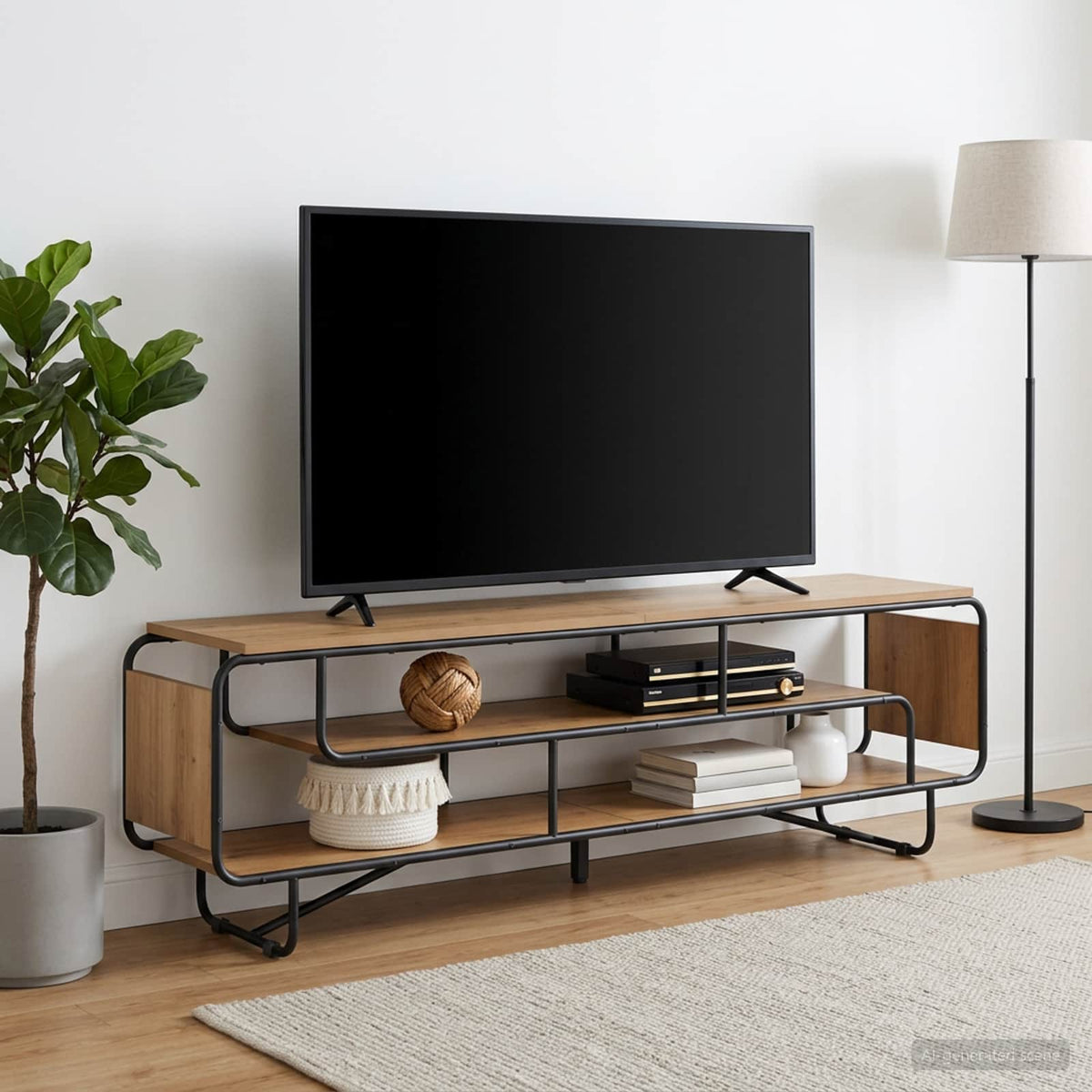 TV-standaard 180 x 36 x 45 cm Artisanaal eiken Bewerkt hout is nu te koop bij PeponiXL, paradijselijk wonen!