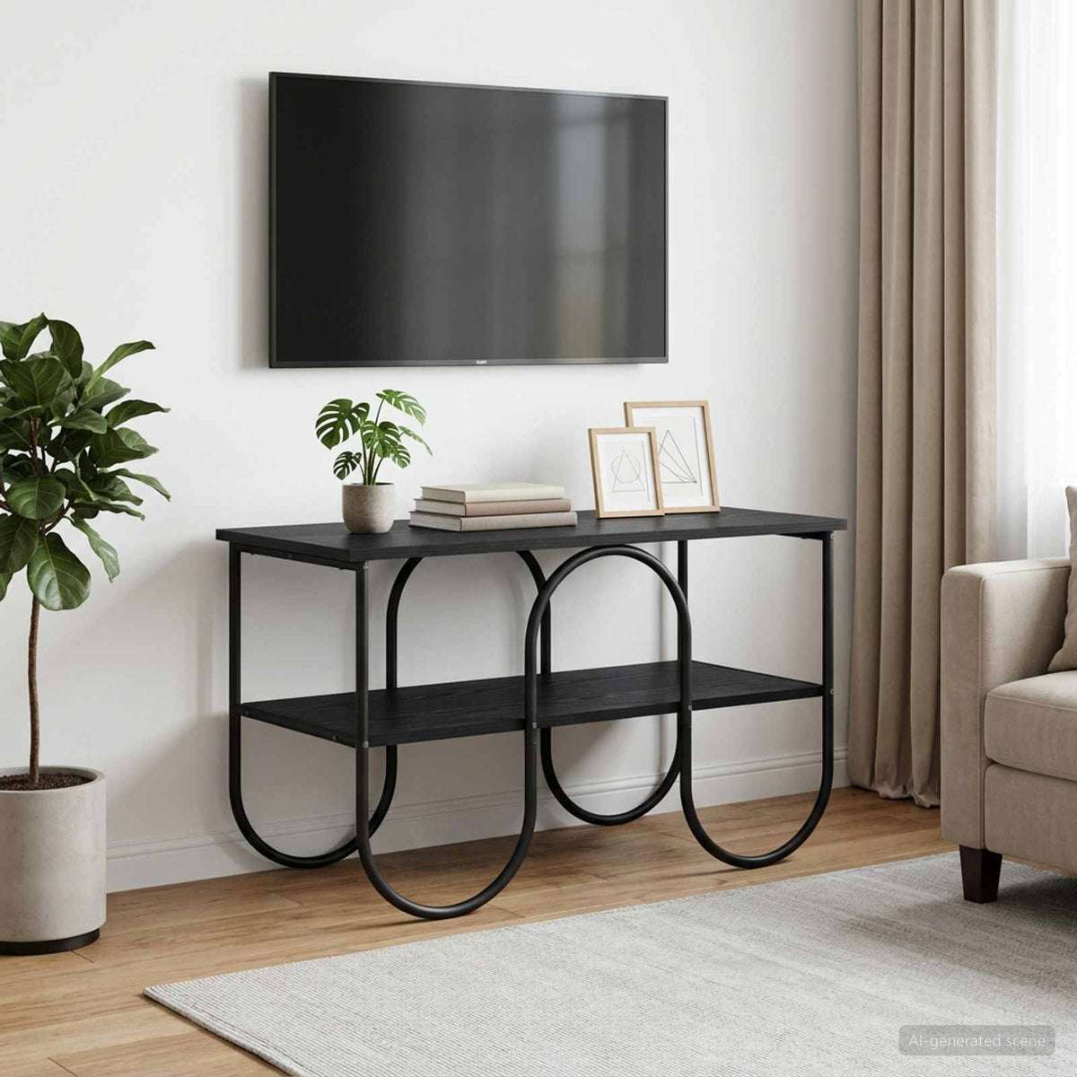 TV-standaard 80 x 40 x 50 cm Zwart eiken Bewerkt hout is nu te koop bij PeponiXL, paradijselijk wonen!