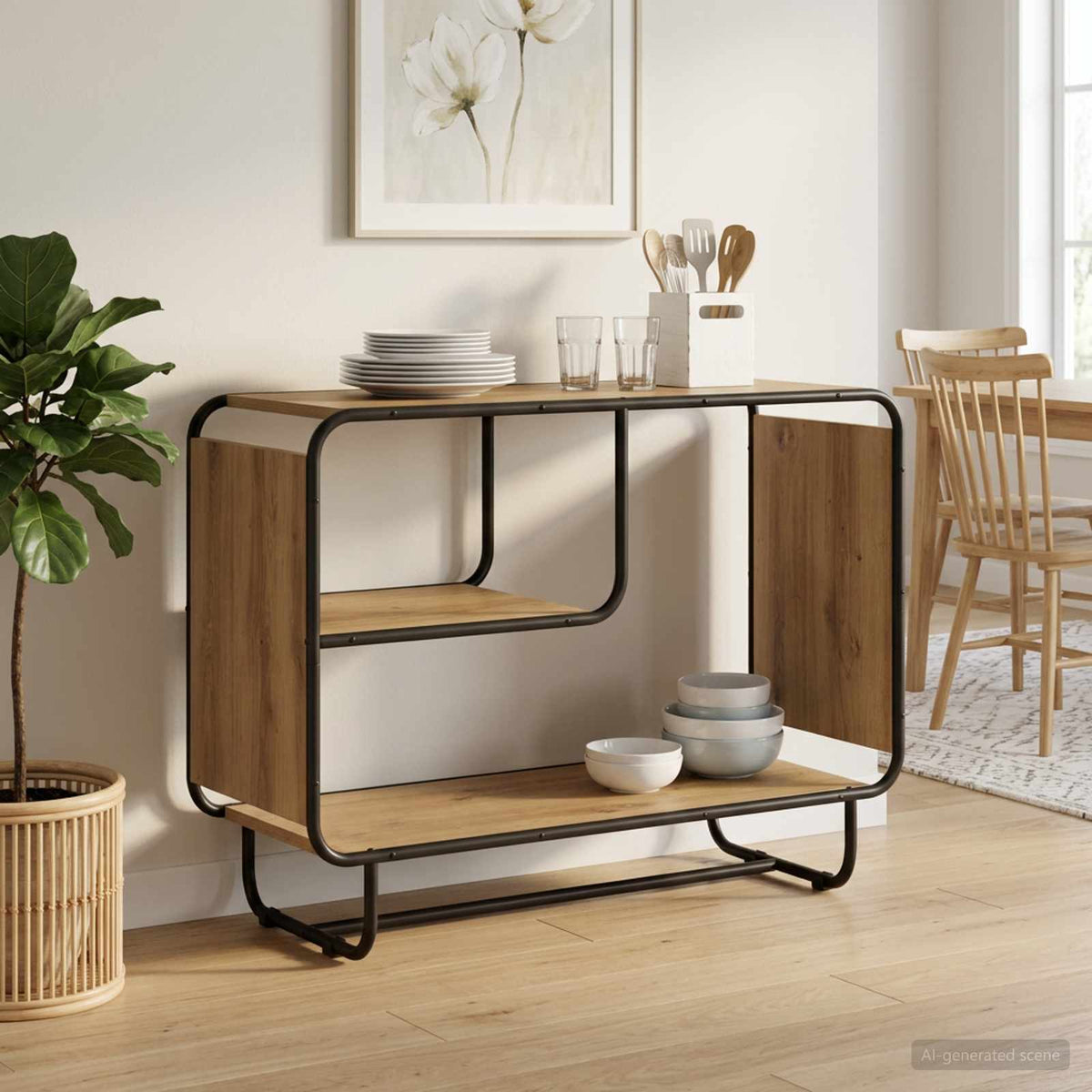 Dressoir Artisanaal eiken 93,5 x 37,5 x 64,5 cm Bewerkt hout is nu te koop bij PeponiXL, paradijselijk wonen!
